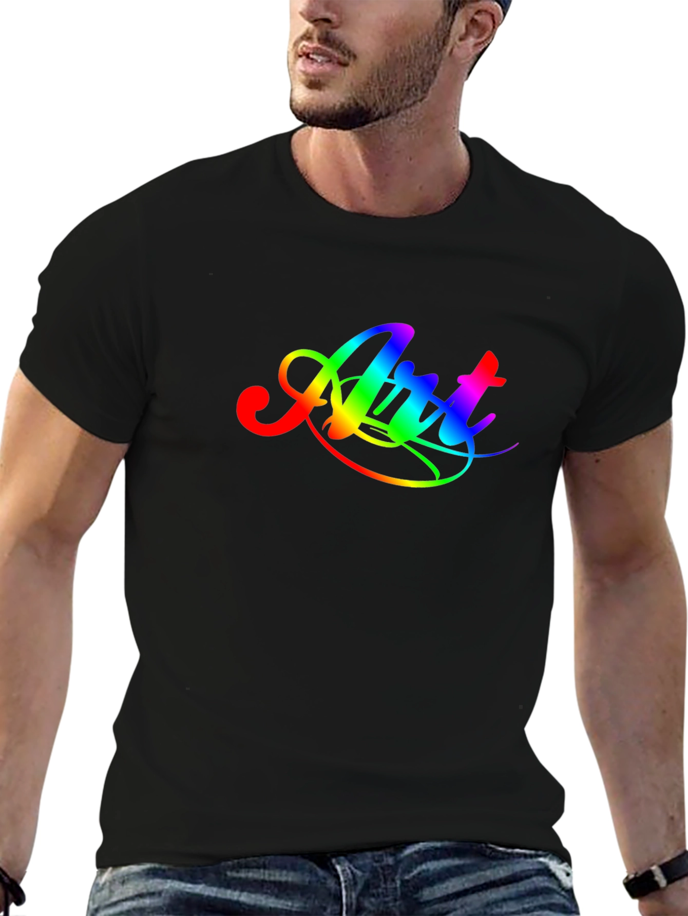 Rainbow Art Graphic Tee - Mens Black T-Shirt