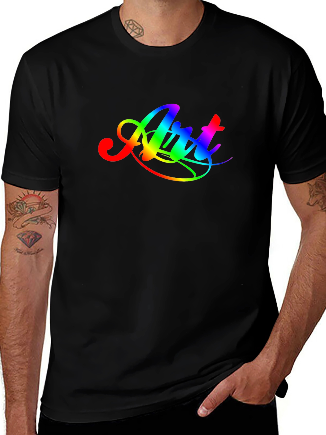 Rainbow Art Graphic Tee - Mens Black T-Shirt