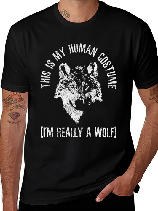 Human Costume Wolf Tee - Novelty Animal Graphic T-Shirt