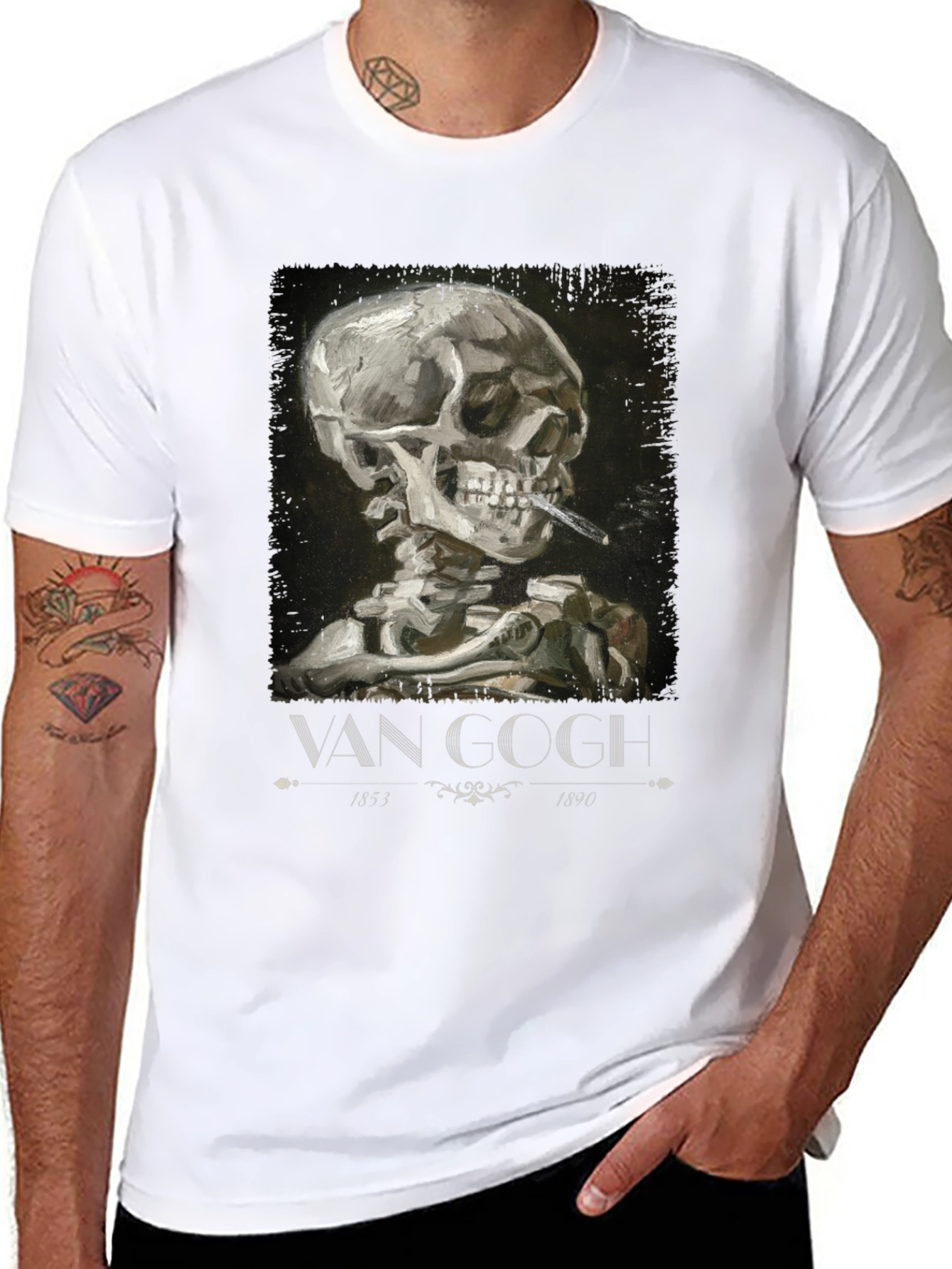 Van Gogh Smoking Skull T-Shirt