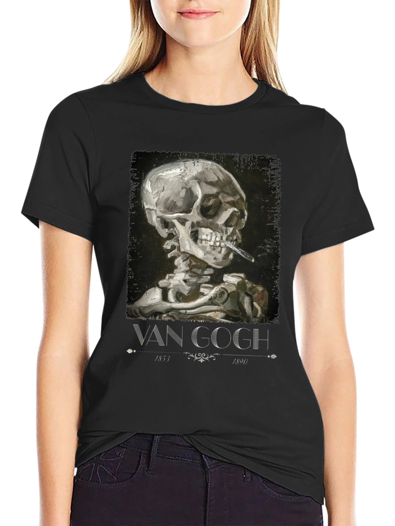 Van Gogh Smoking Skull T-Shirt