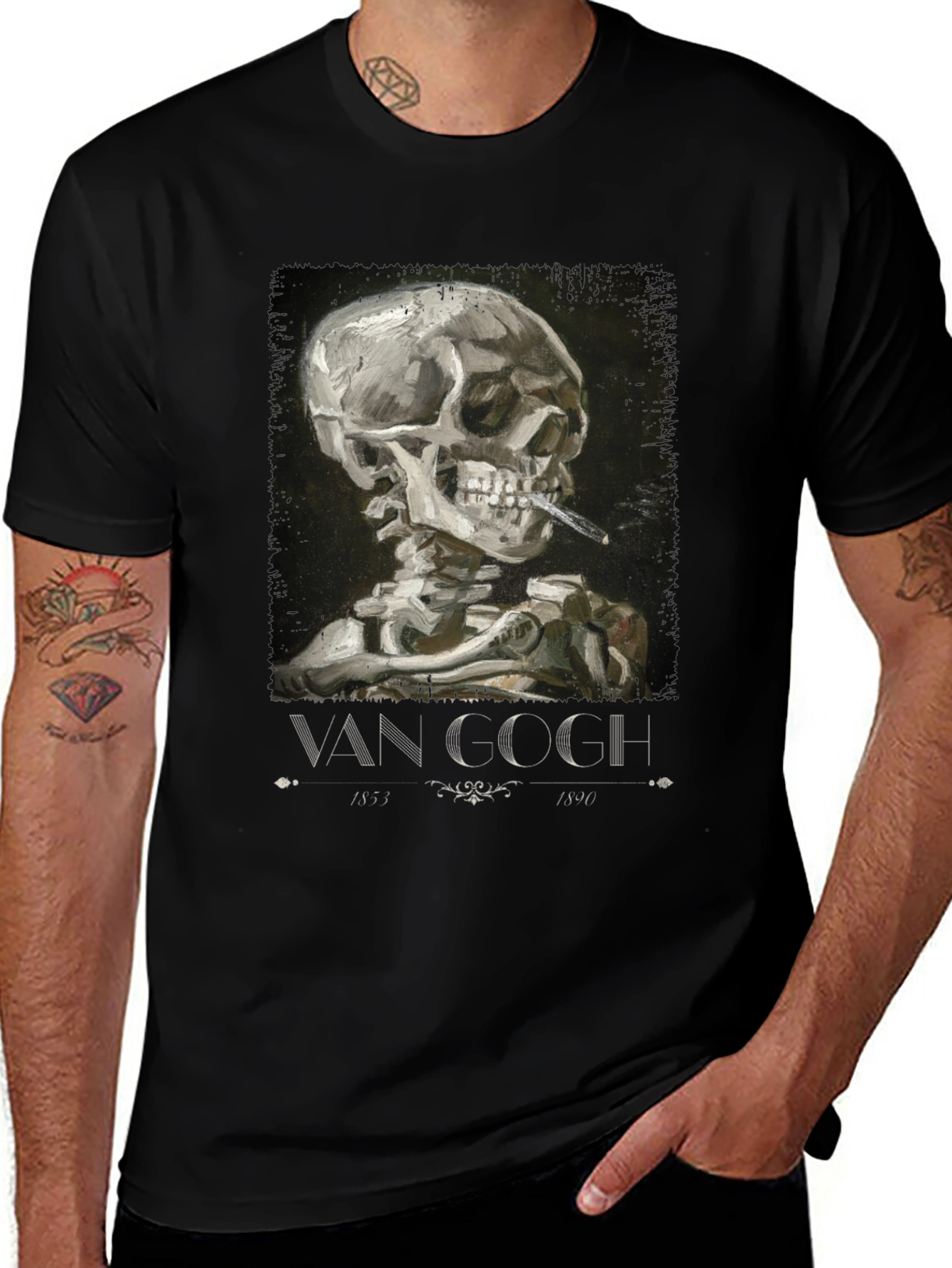 Van Gogh Smoking Skull T-Shirt