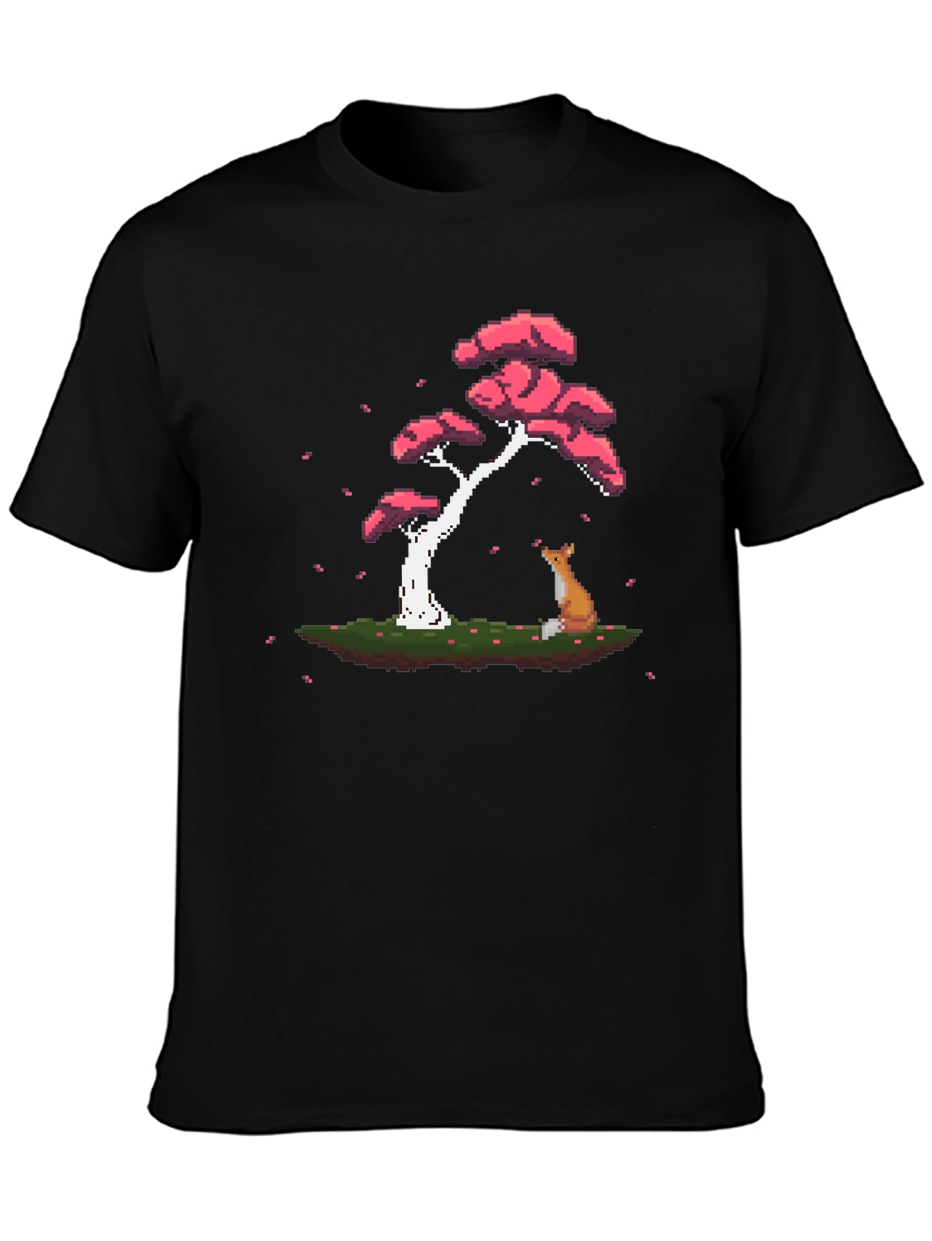 Pixel Art Fox & Bonsai Tree Graphic Tee
