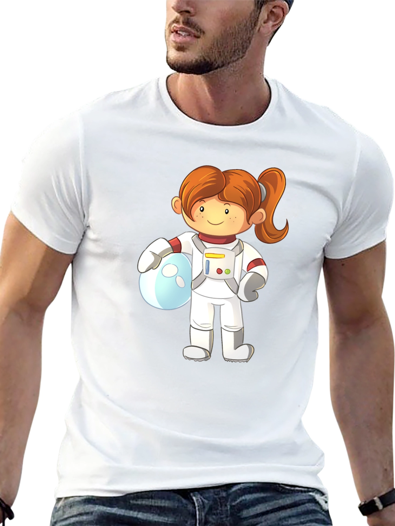 Cartoon Astronaut Girls T-Shirt