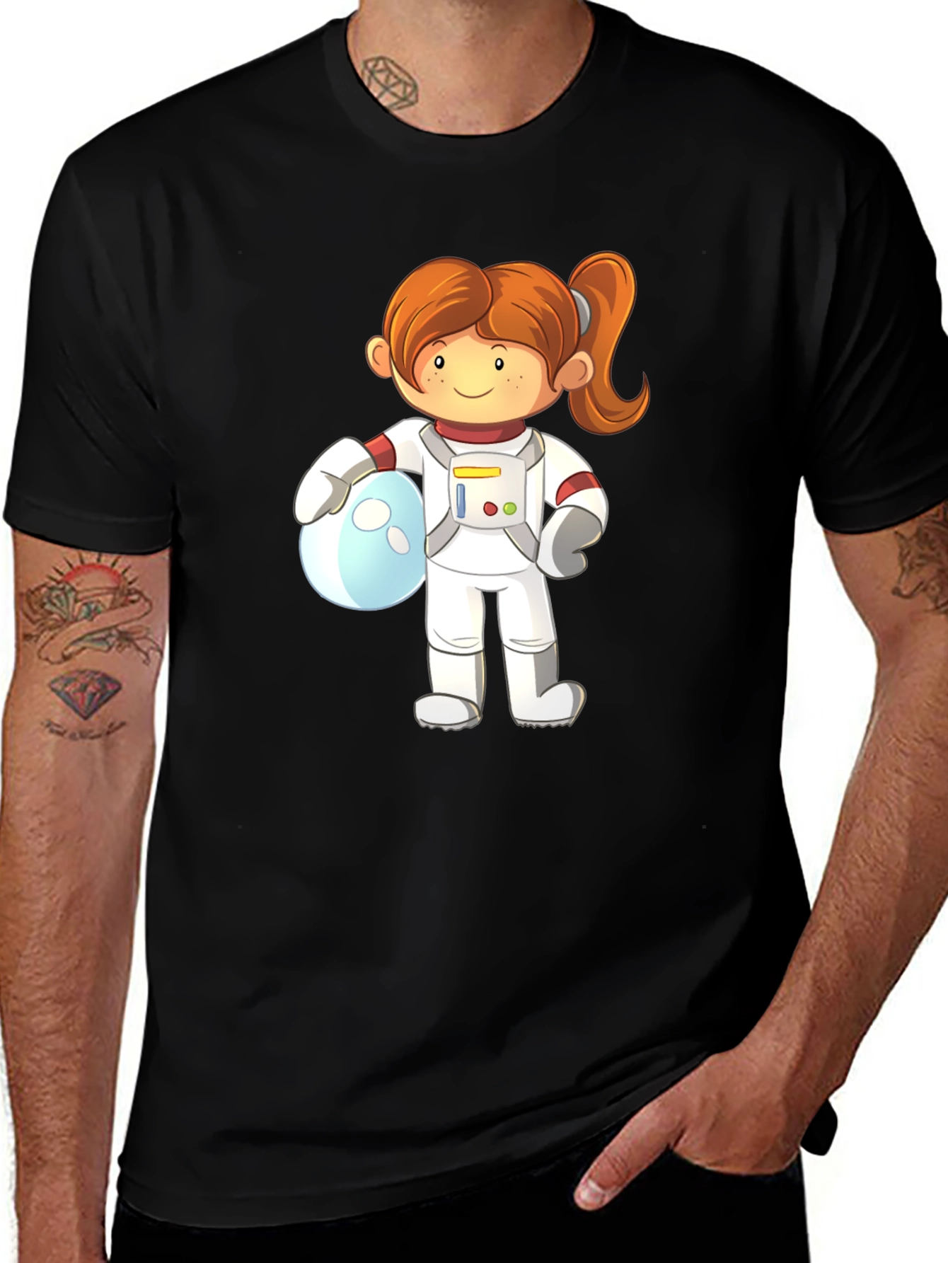 Cartoon Astronaut Girls T-Shirt