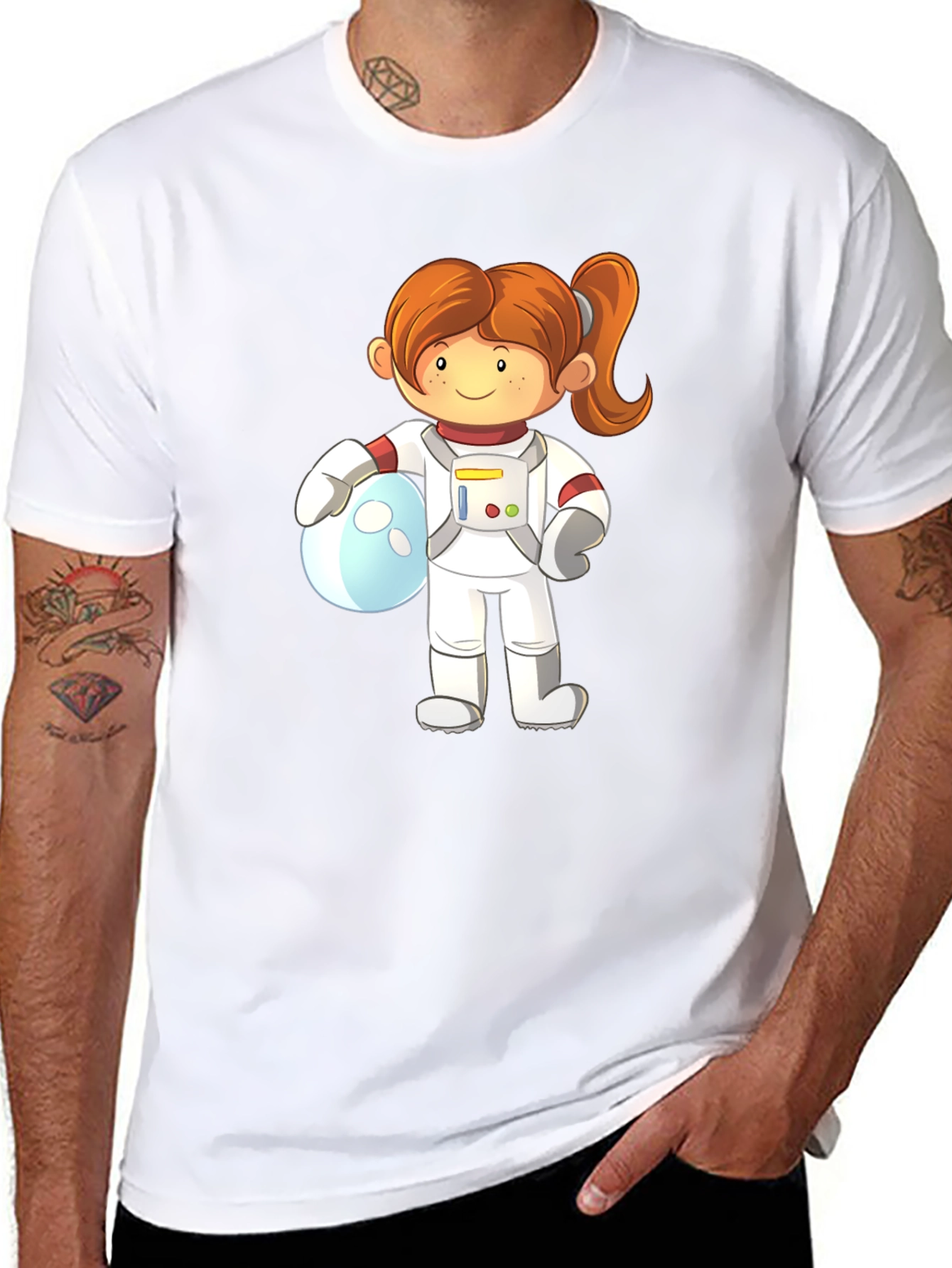 Cartoon Astronaut Girls T-Shirt
