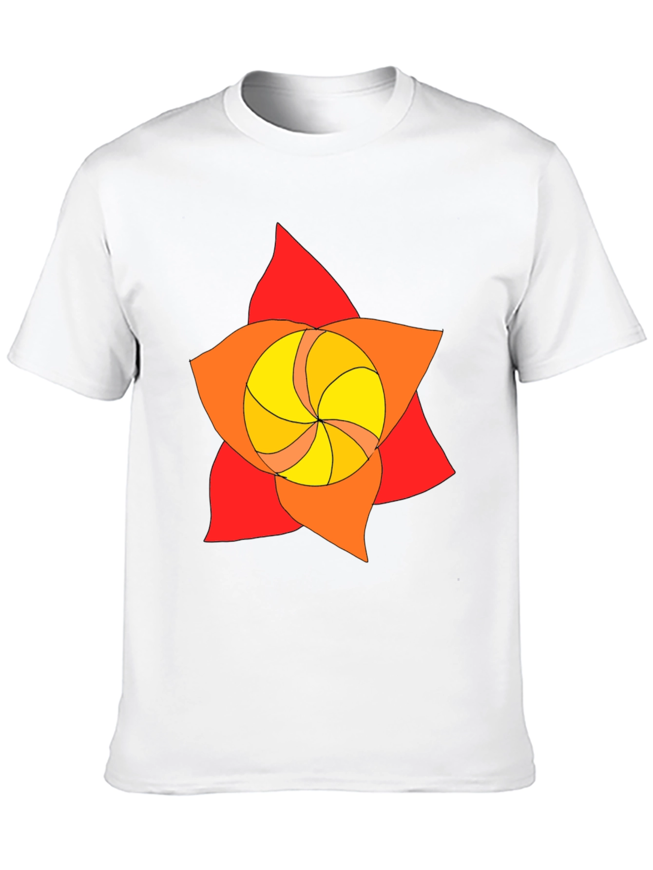 Geometric Flower Graphic Tee - Black