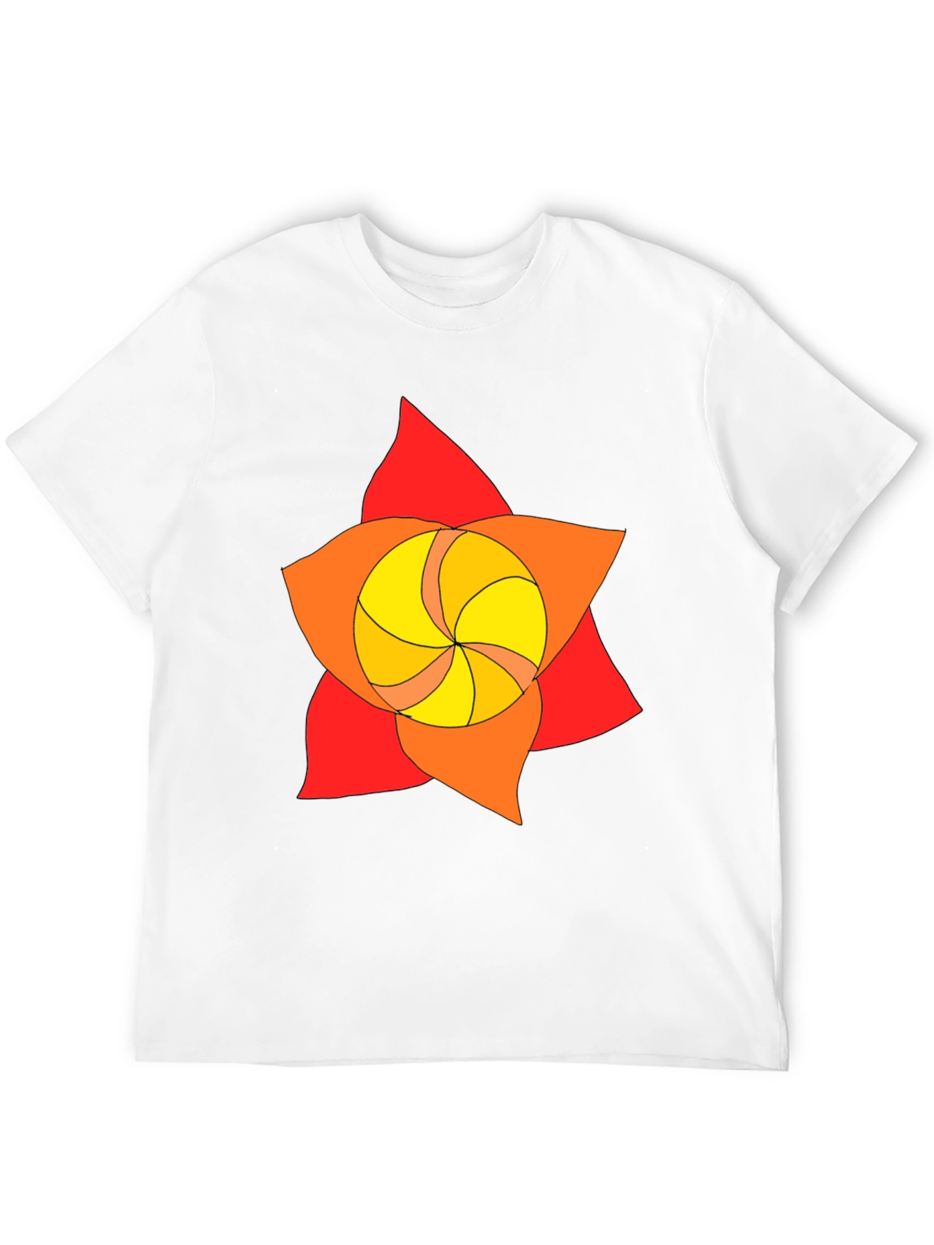 Geometric Flower Graphic Tee - Black