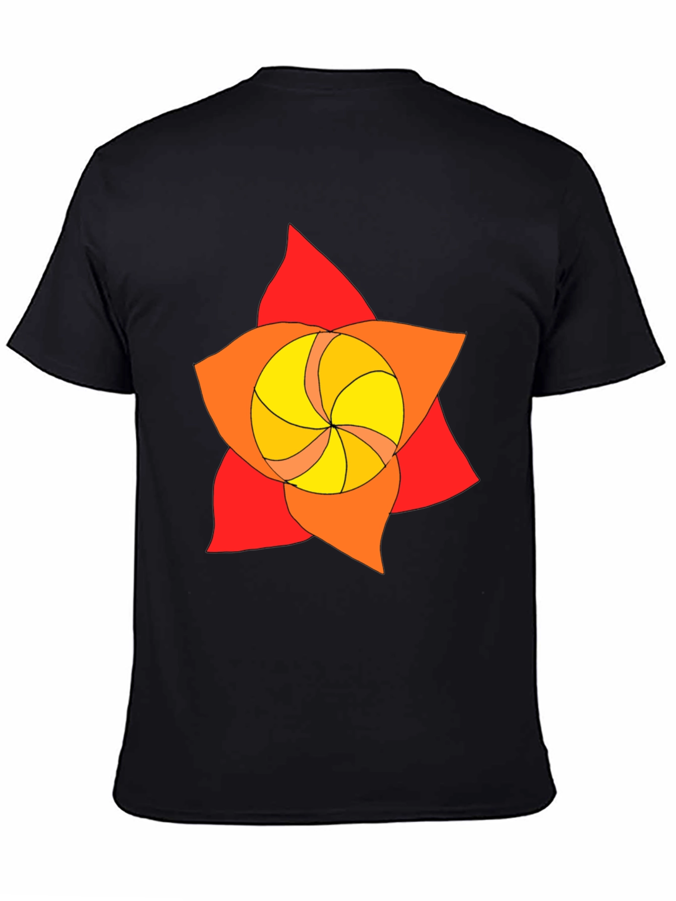 Geometric Flower Graphic Tee - Black