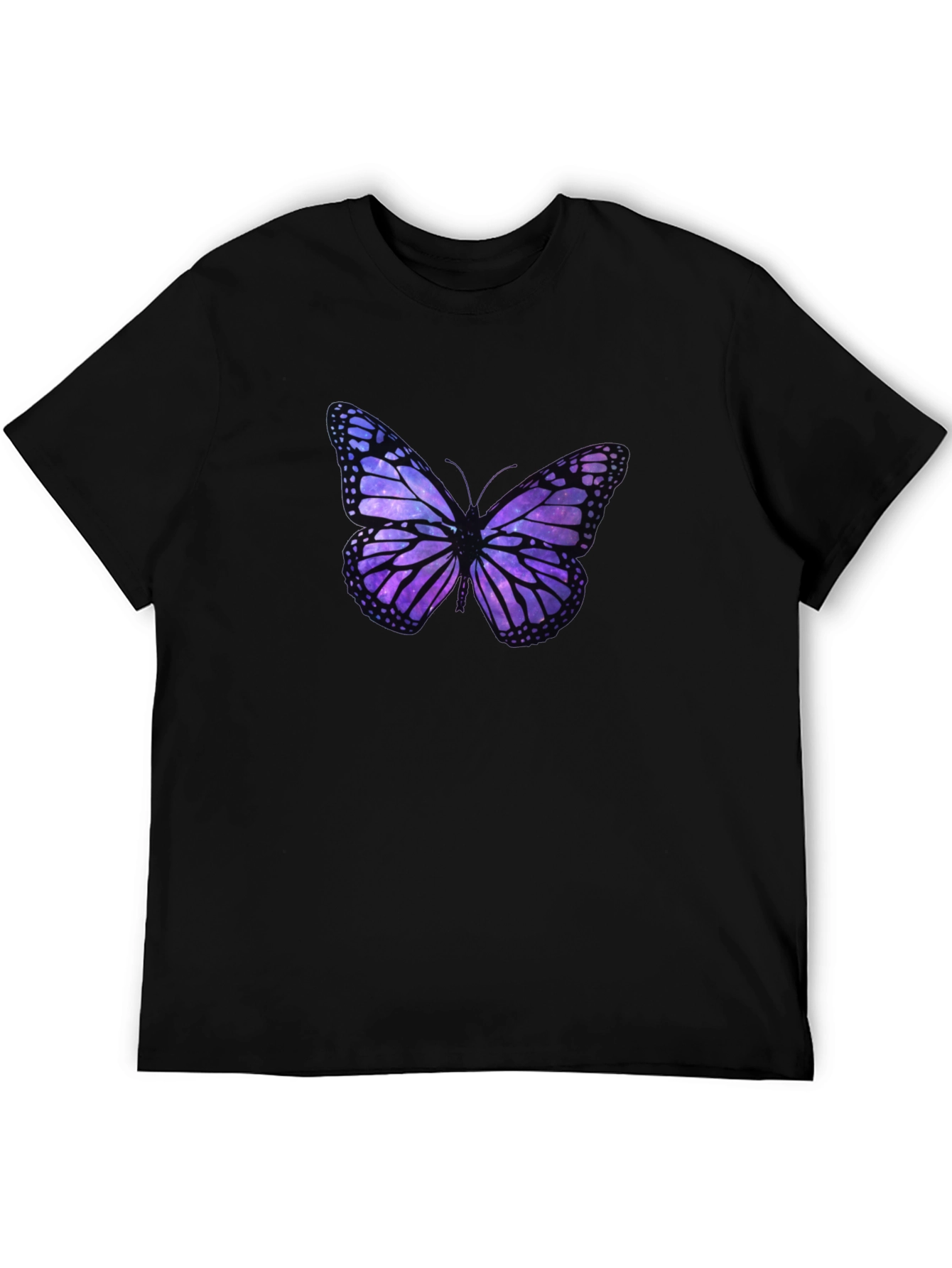 Galaxy Butterfly Graphic Black T-Shirt