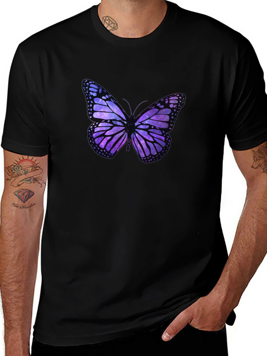 Galaxy Butterfly Graphic Black T-Shirt
