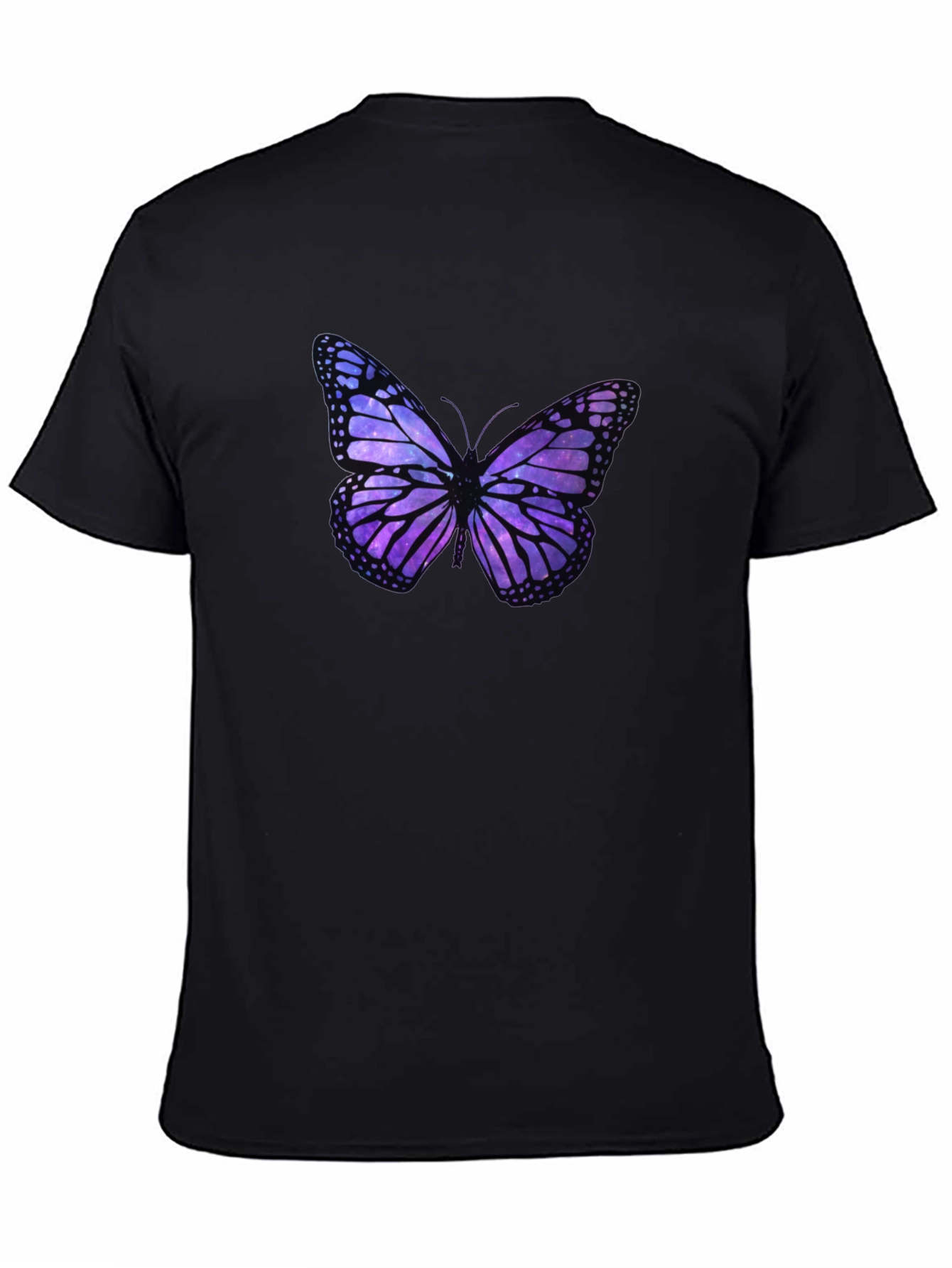 Galaxy Butterfly Graphic Black T-Shirt