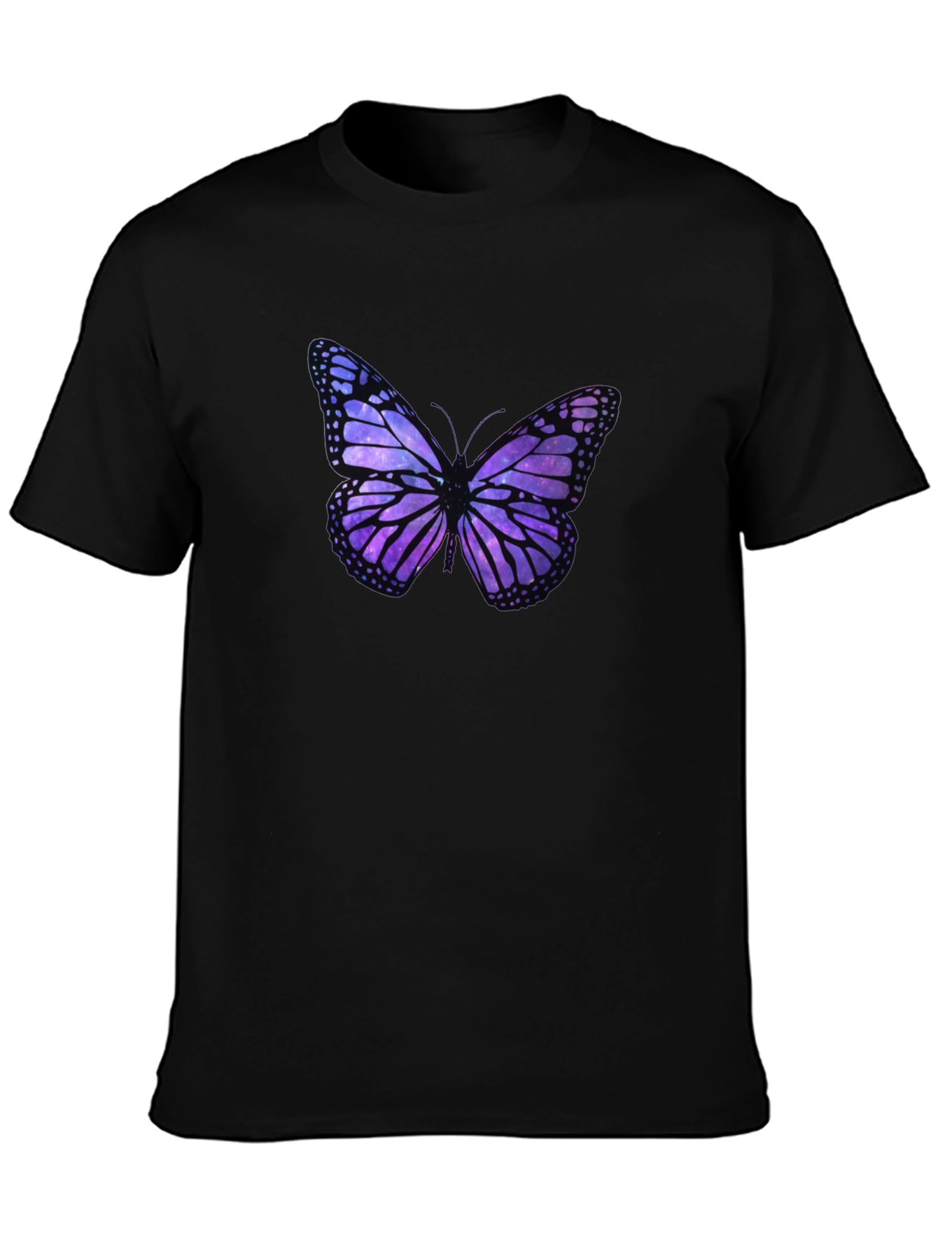 Galaxy Butterfly Graphic Black T-Shirt