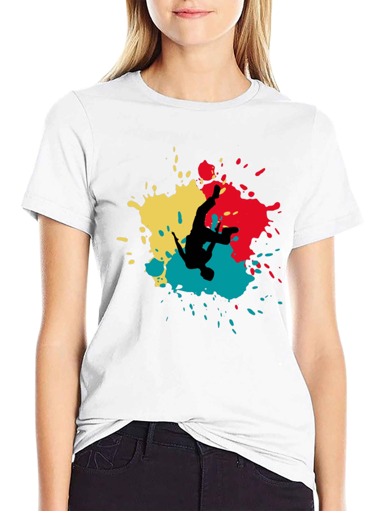 Abstract Splash Graphic T-Shirt - Black