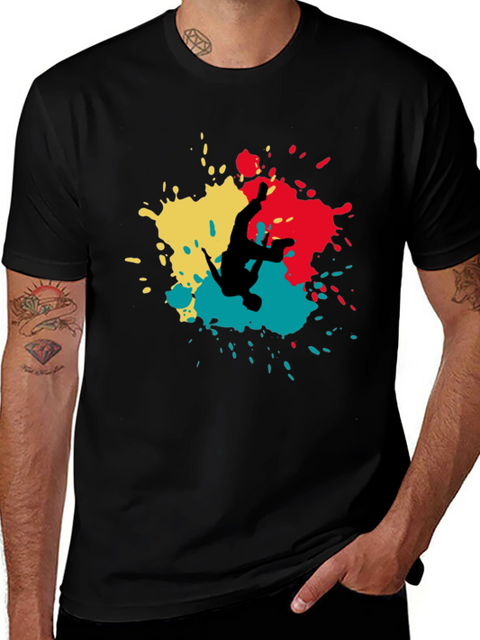 Abstract Splash Graphic T-Shirt - Black