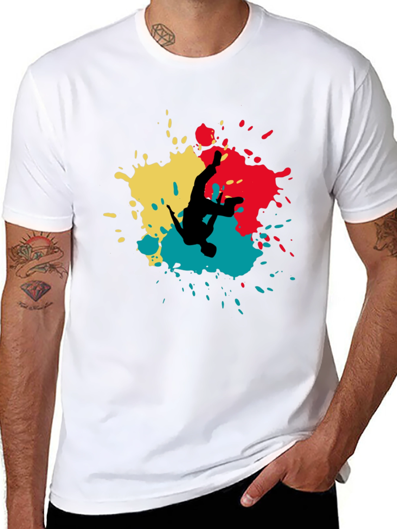 Abstract Splash Graphic T-Shirt - Black