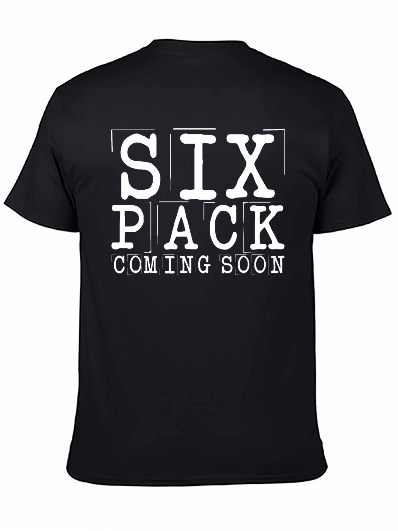 Six Pack Coming Soon Mens Black Graphic Tee