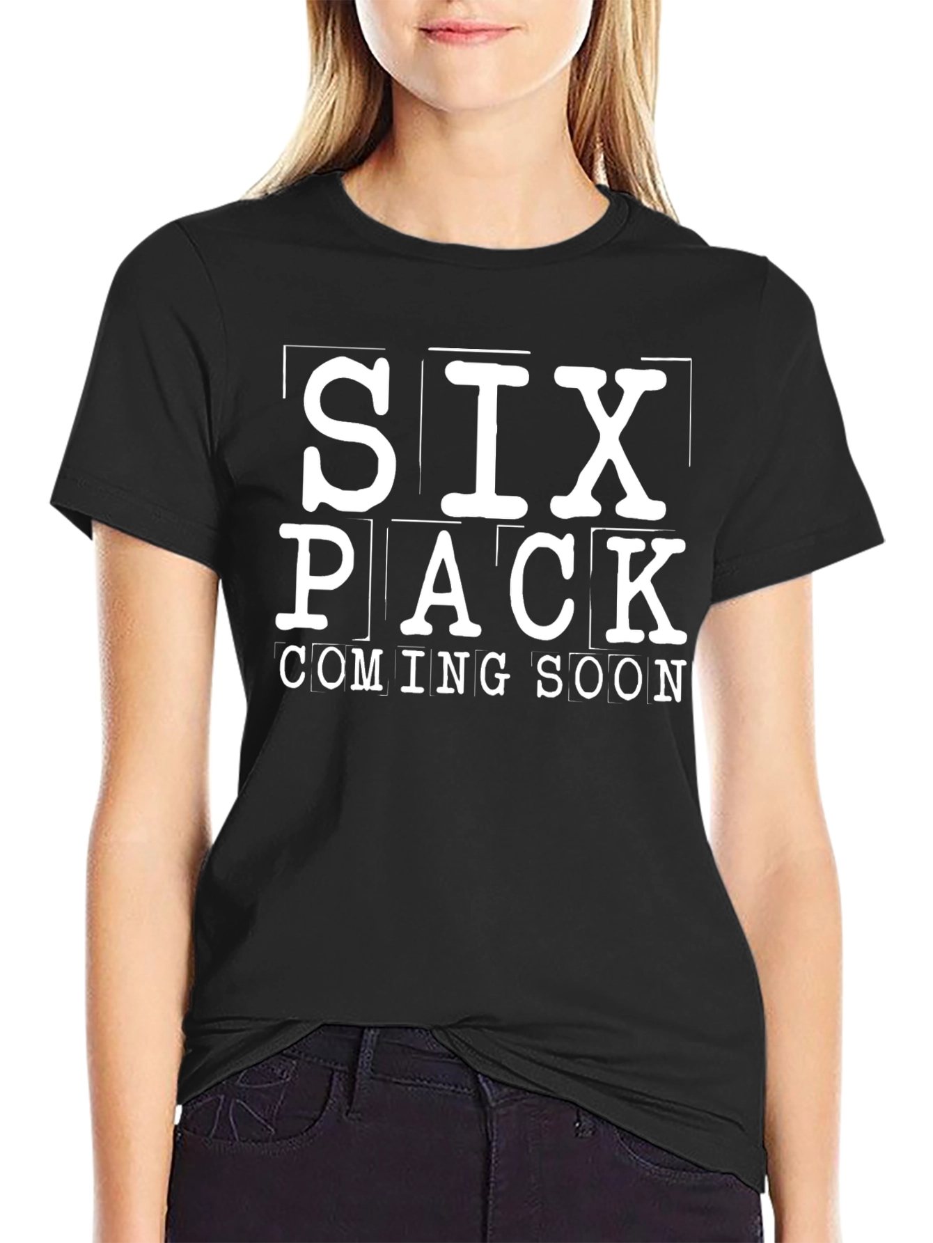 Six Pack Coming Soon Mens Black Graphic Tee