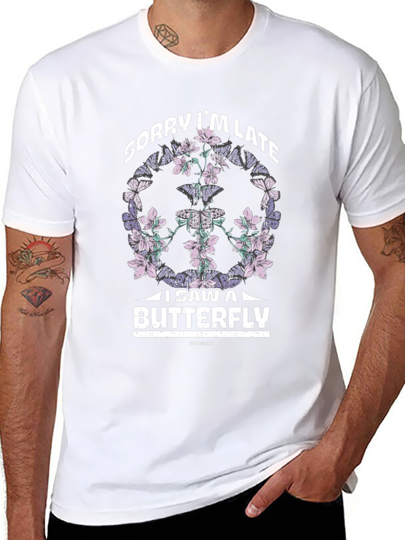 Sorry Im Late Butterfly Graphic T-Shirt