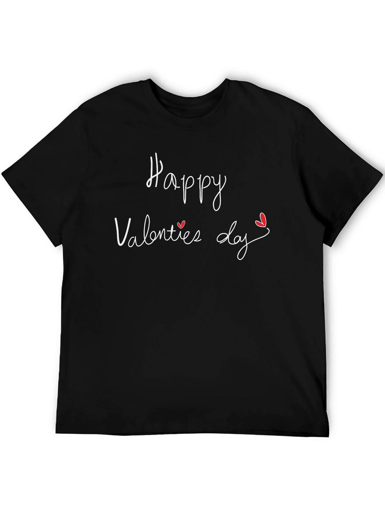 Happy Valentines Day Black Graphic T-Shirt