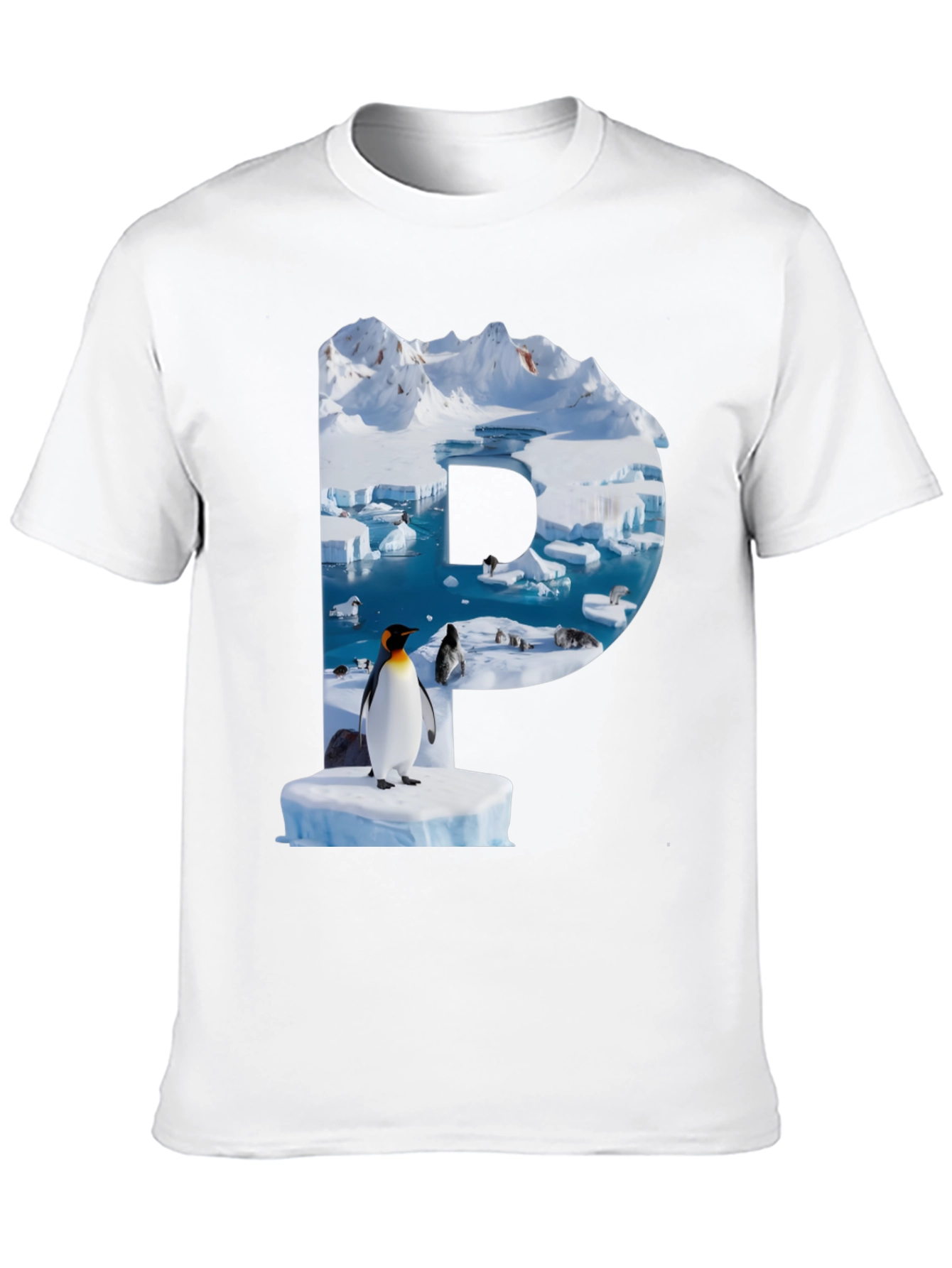 Penguin Iceberg Letter Graphic T-Shirt