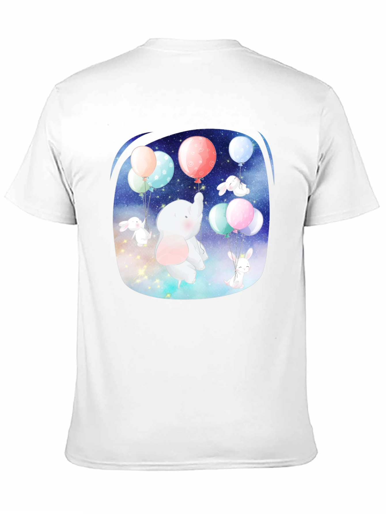 Cute Elephant & Bunny Balloon Ride Graphic Tee