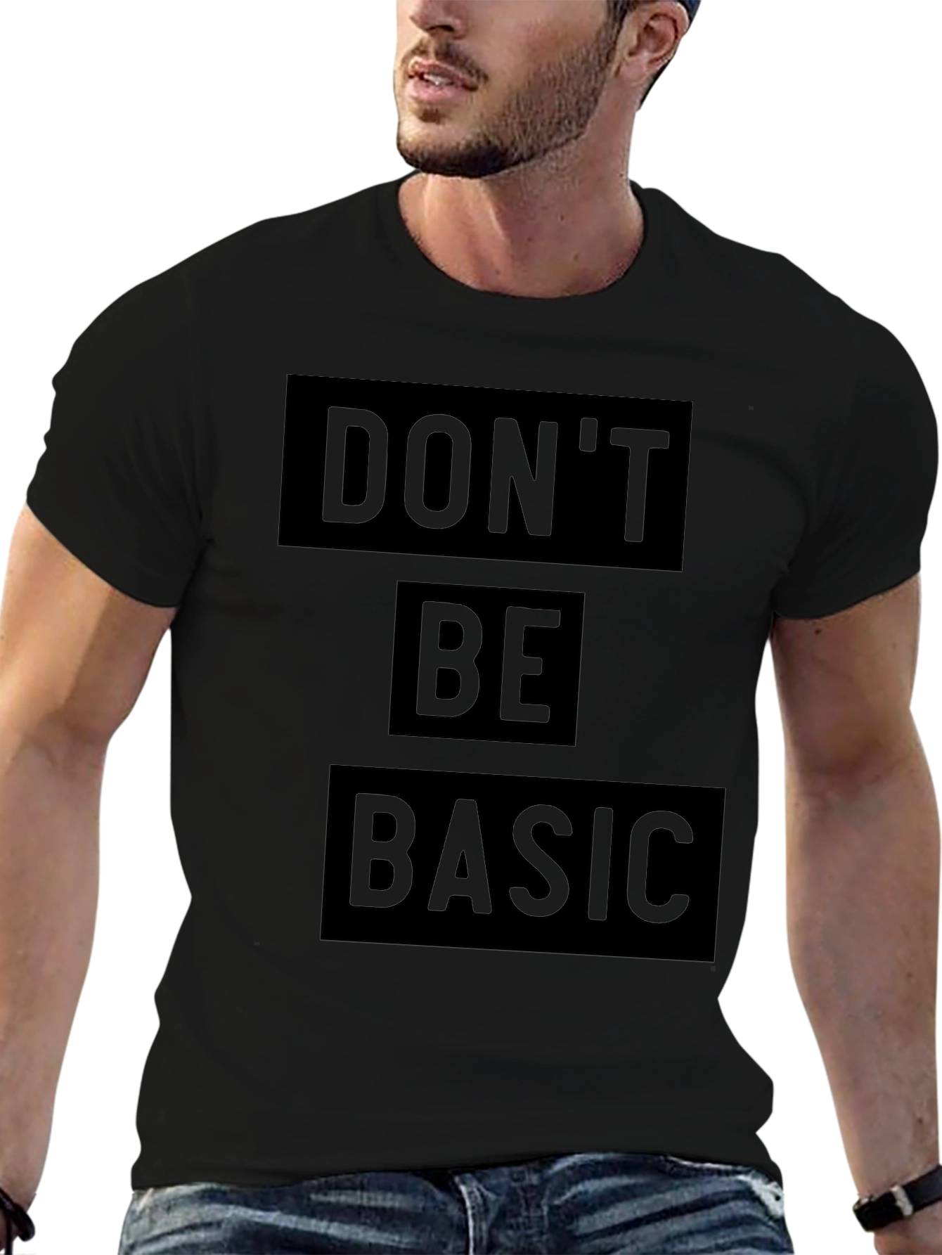 Dont Be Basic - Mens Black Graphic Tee