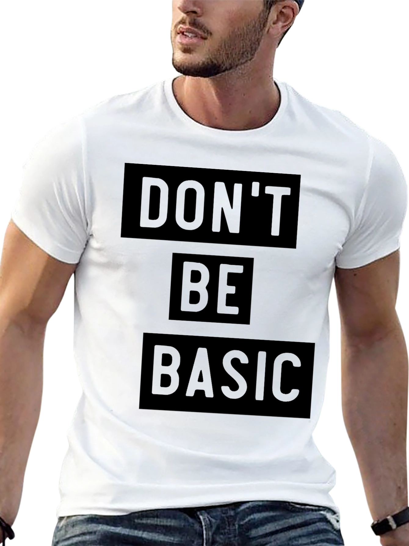 Dont Be Basic - Mens Black Graphic Tee