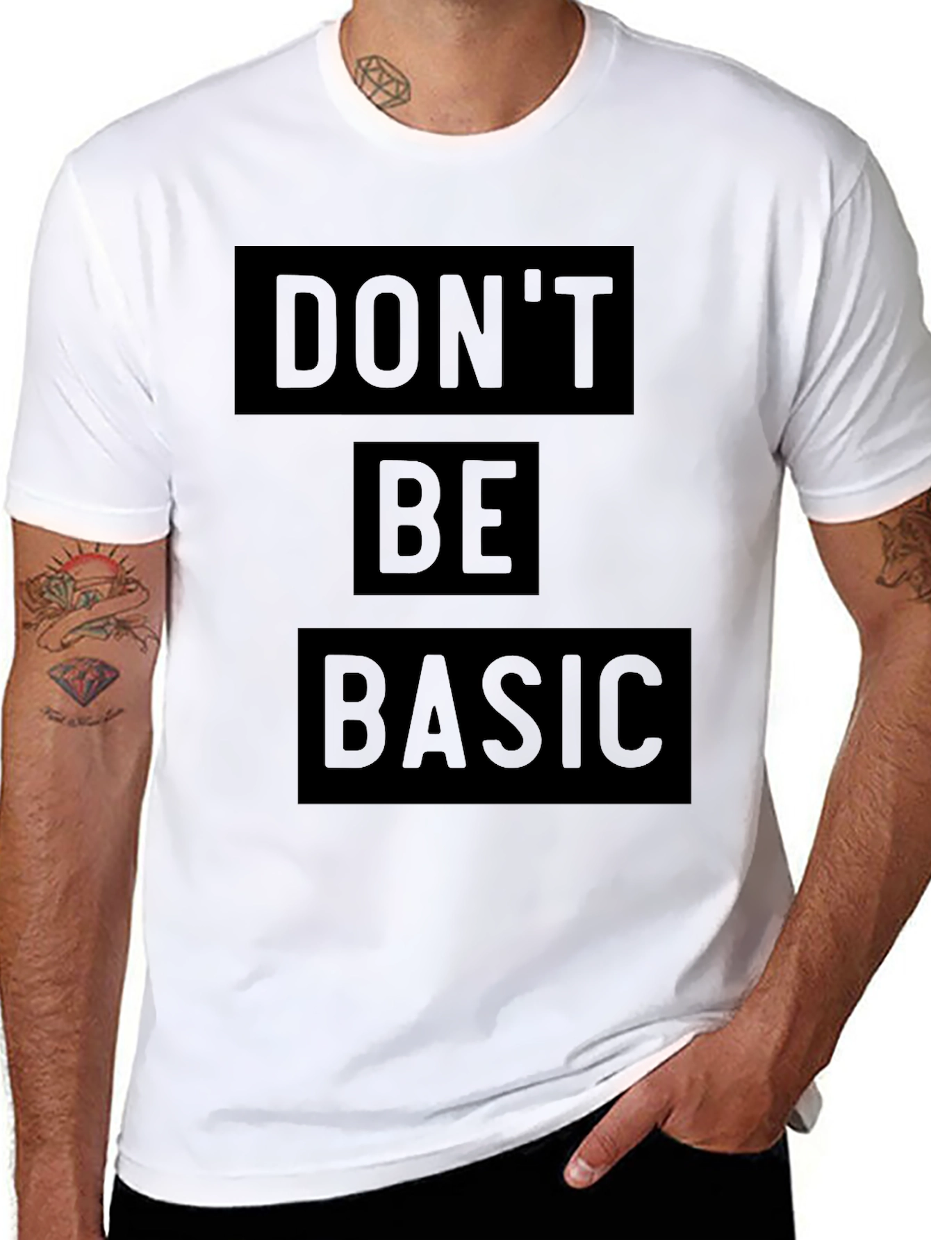 Dont Be Basic - Mens Black Graphic Tee