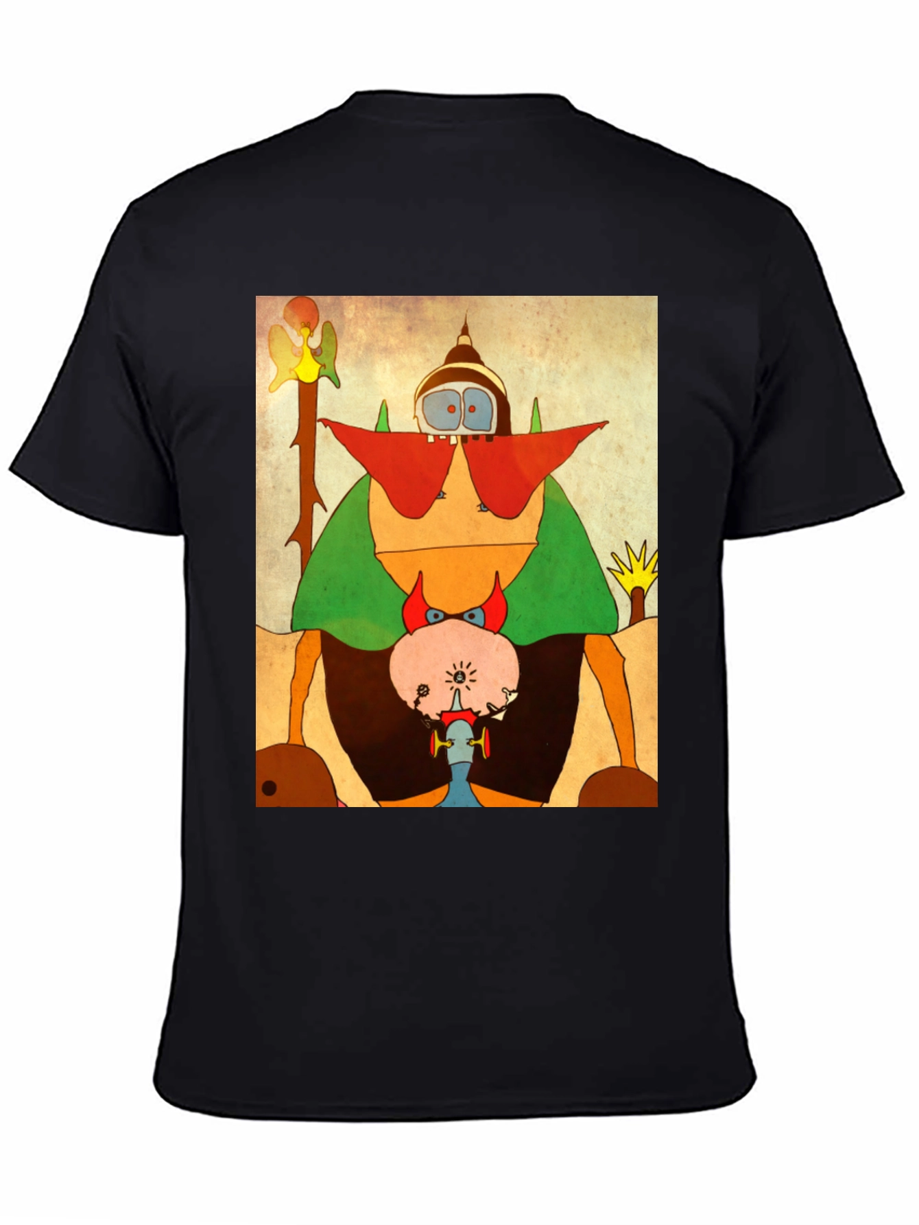 Abstract Cartoon Character Black T-Shirt