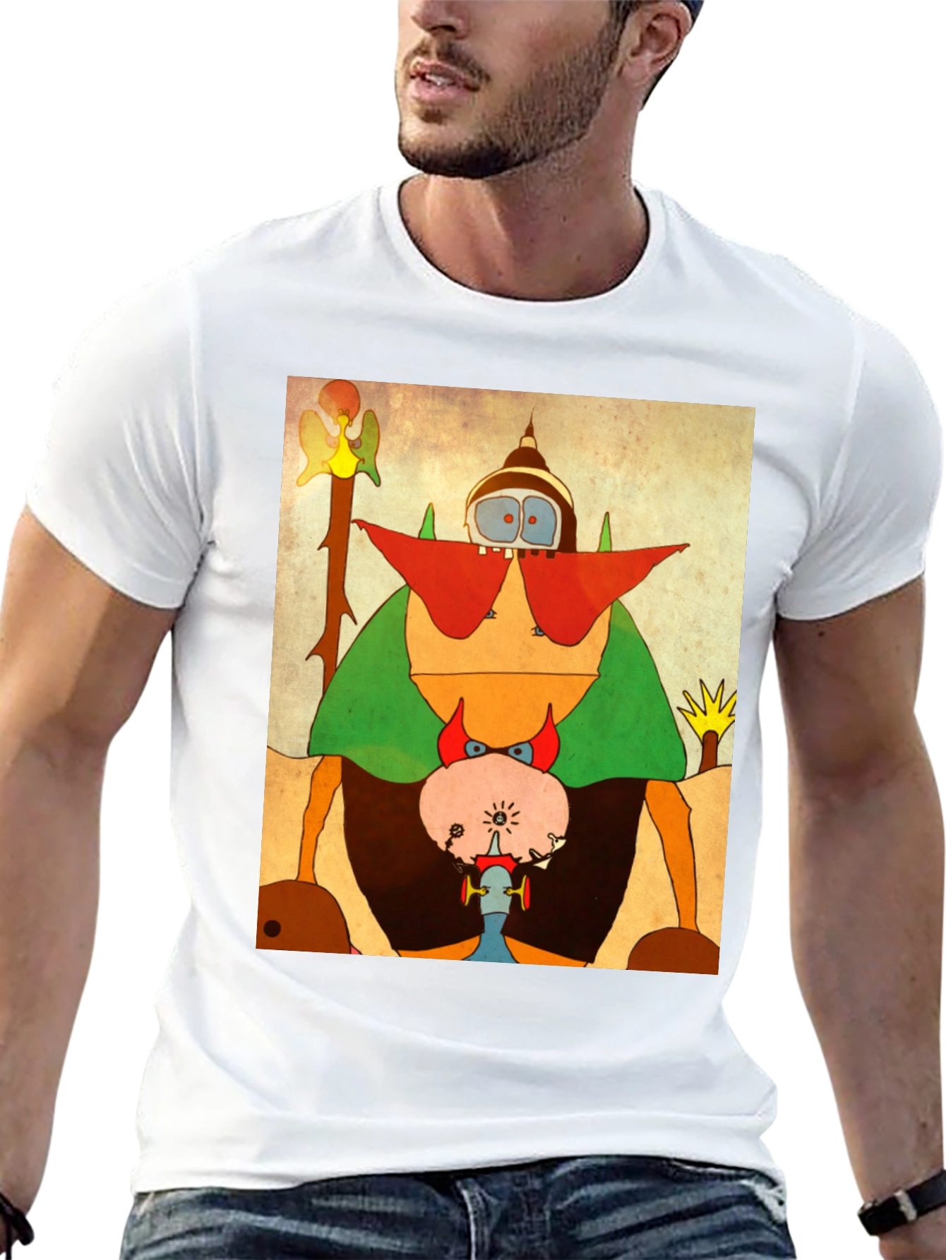 Abstract Cartoon Character Black T-Shirt