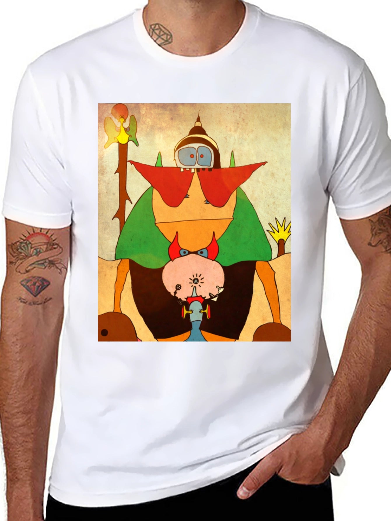 Abstract Cartoon Character Black T-Shirt