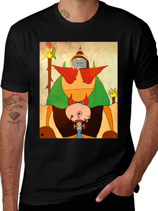 Abstract Cartoon Character Black T-Shirt