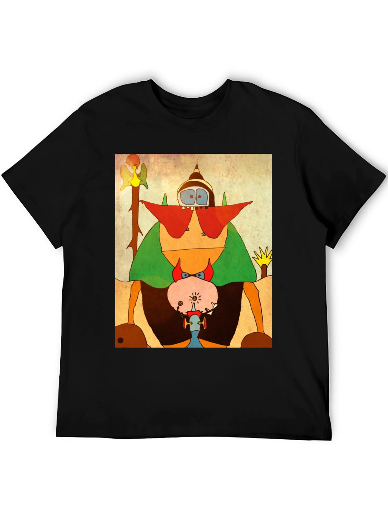 Abstract Cartoon Character Black T-Shirt