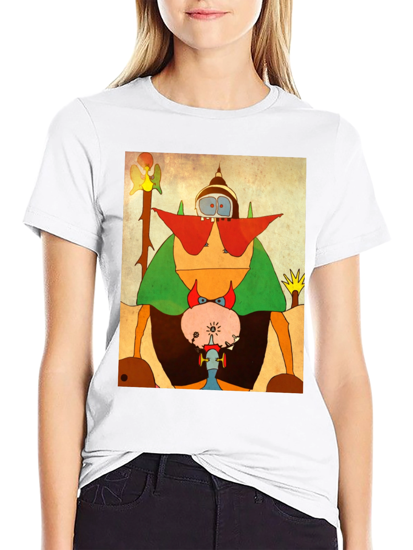 Abstract Cartoon Character Black T-Shirt