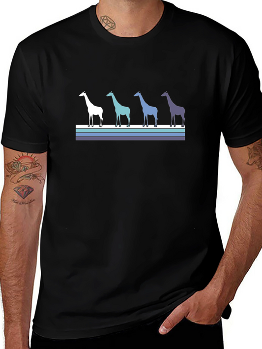 Giraffe Silhouette Striped Tee