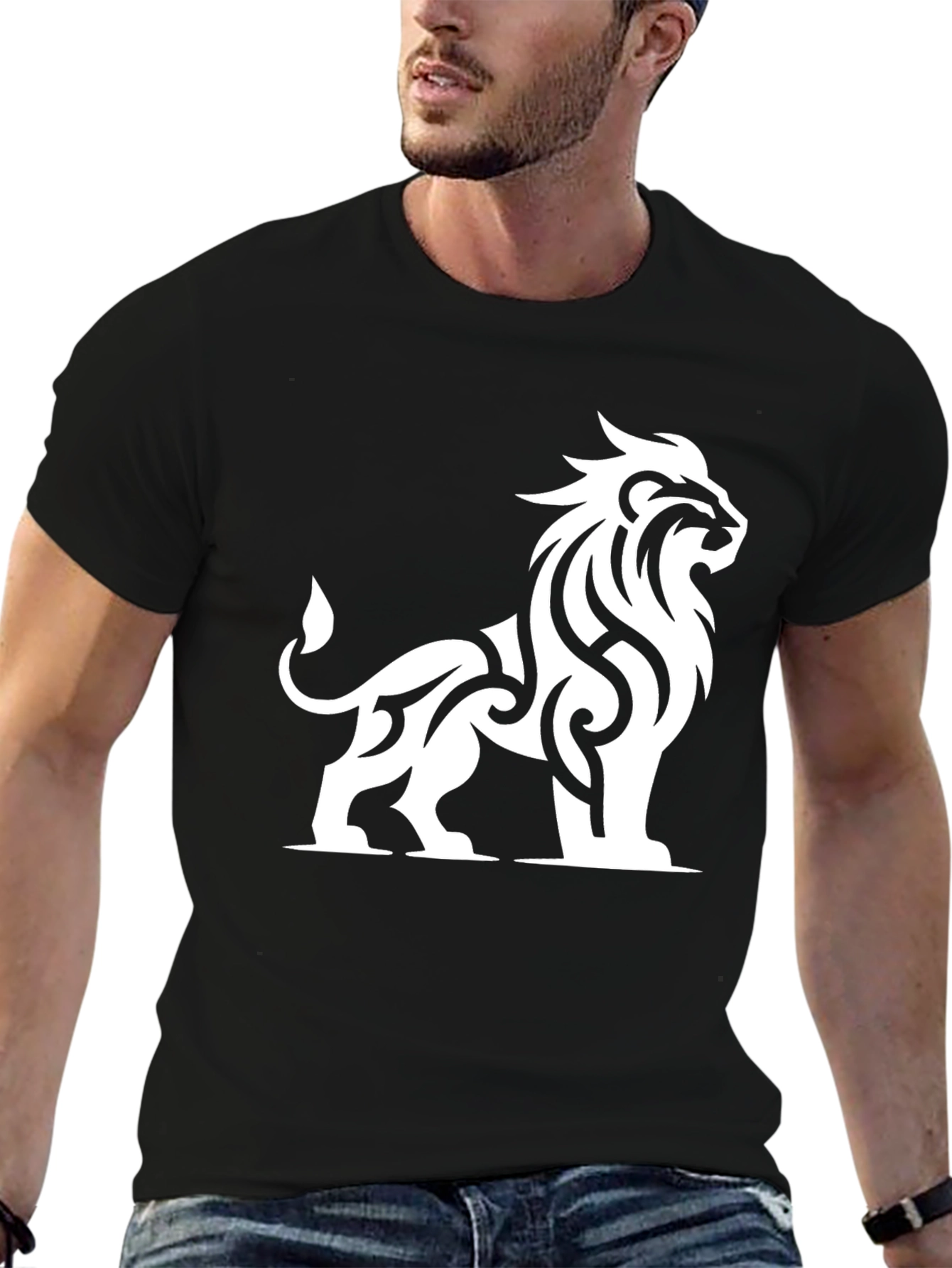 Tribal Lion Graphic Black T-Shirt