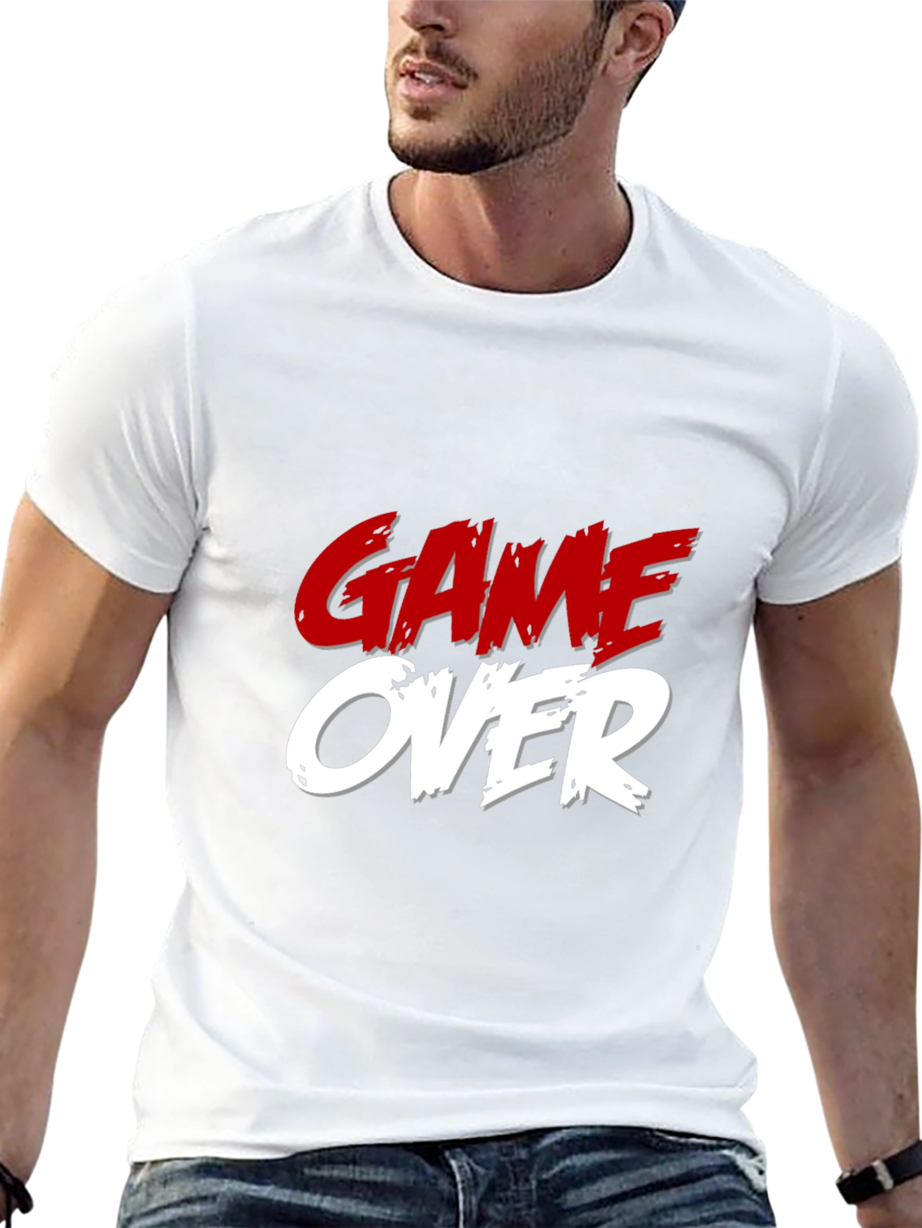 Game Over Graphic Print Black T-Shirt