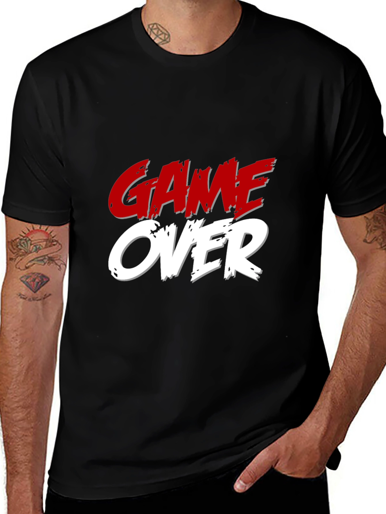 Game Over Graphic Print Black T-Shirt