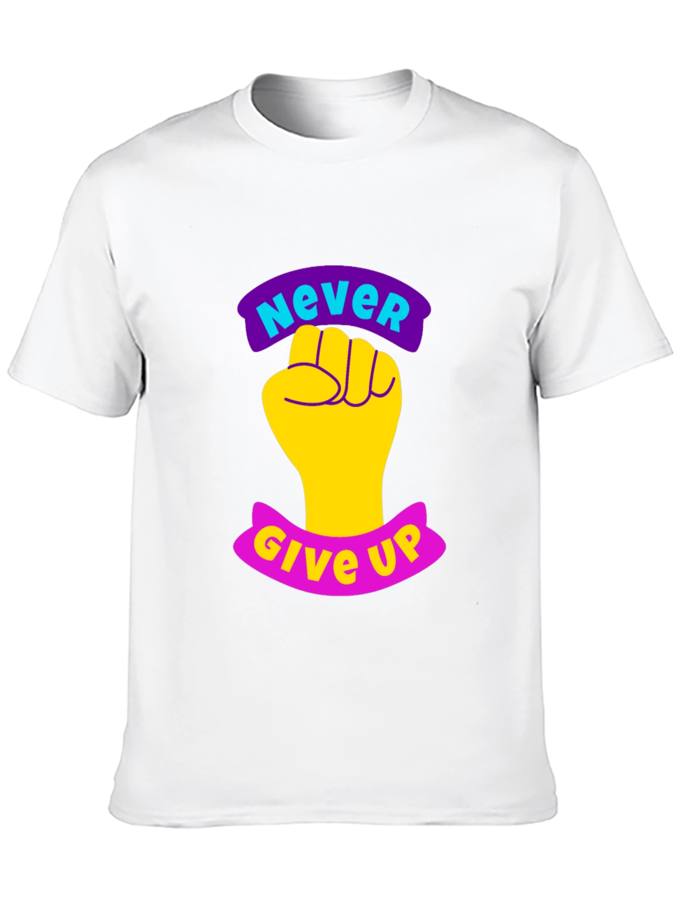 Never Give Up Graphic Tee - Motivational Fist