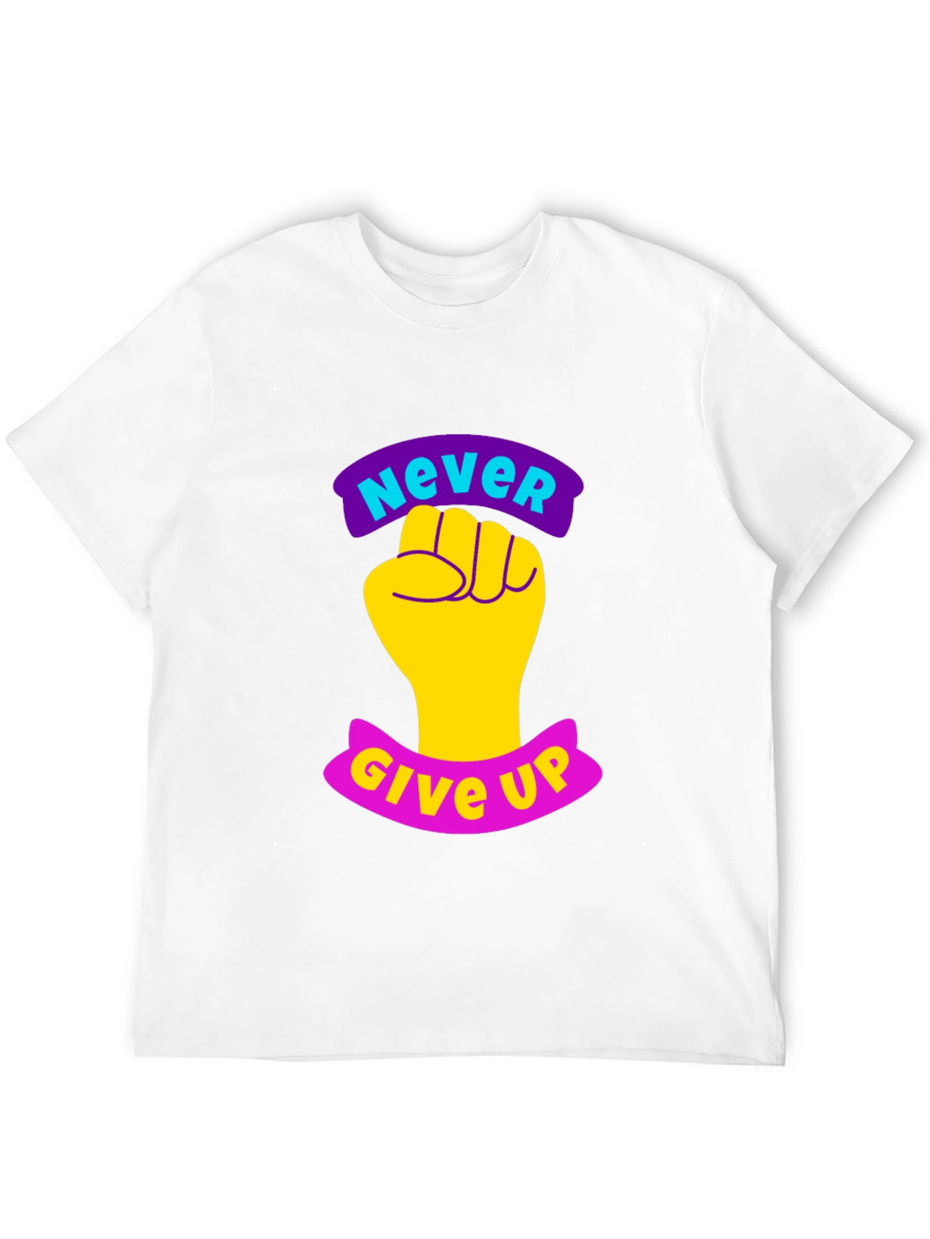 Never Give Up Graphic Tee - Motivational Fist