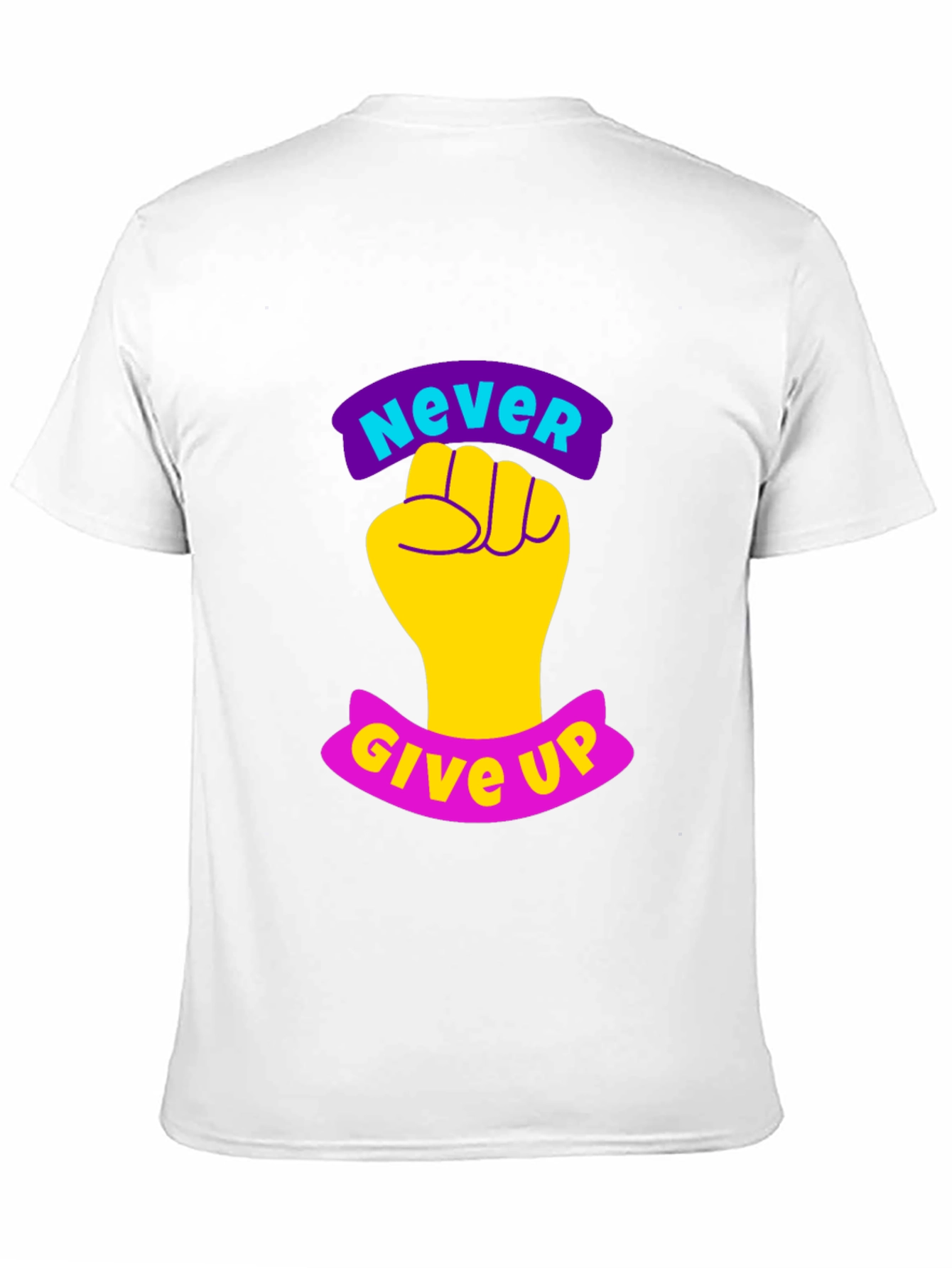 Never Give Up Graphic Tee - Motivational Fist