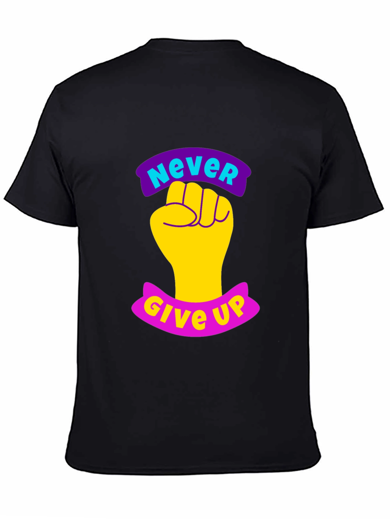 Never Give Up Graphic Tee - Motivational Fist