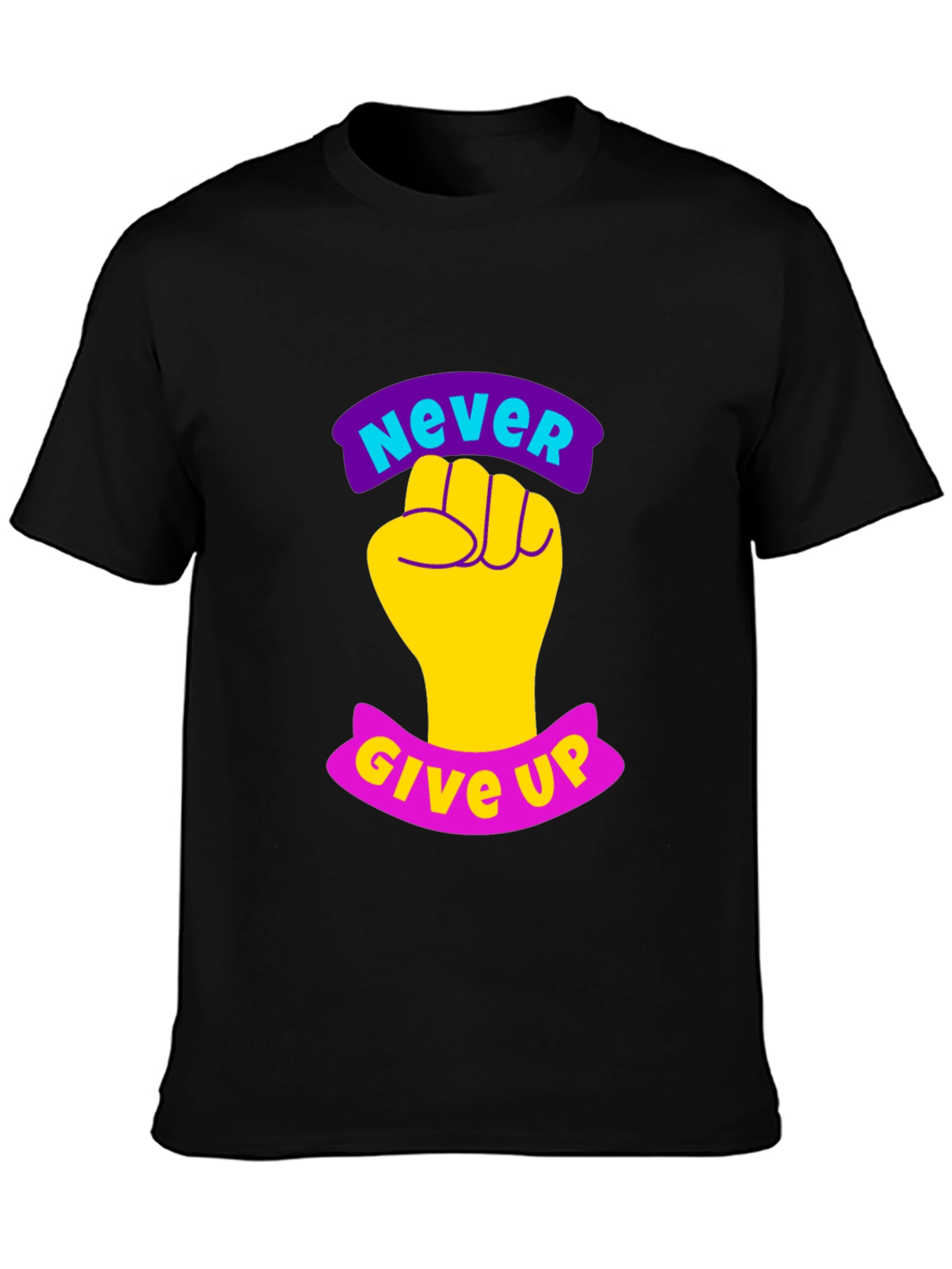 Never Give Up Graphic Tee - Motivational Fist