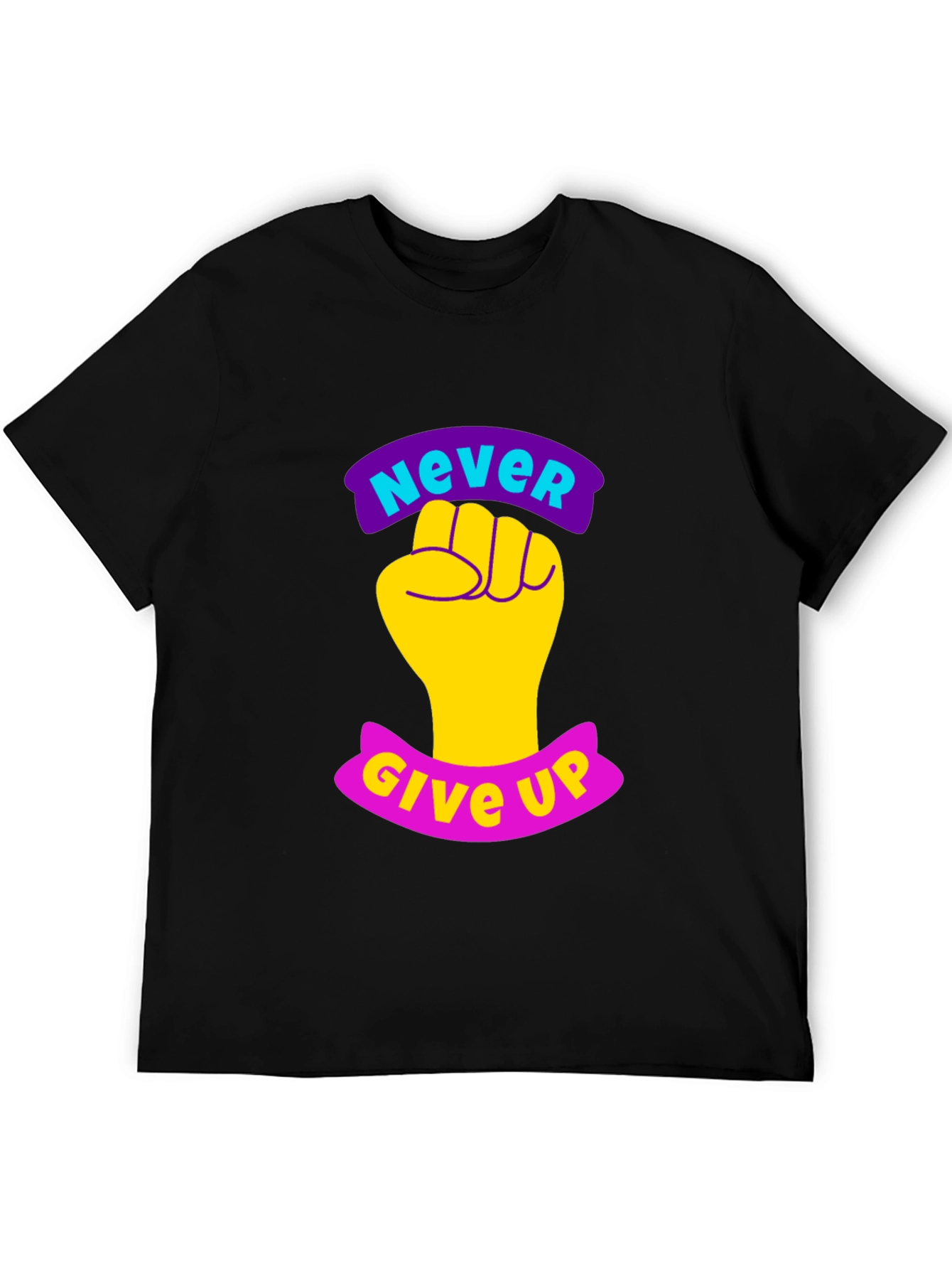 Never Give Up Graphic Tee - Motivational Fist