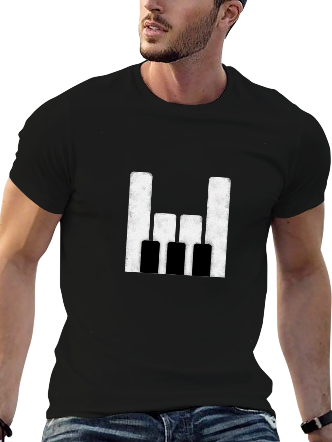 Rock On Piano Keys Graphic Tee
