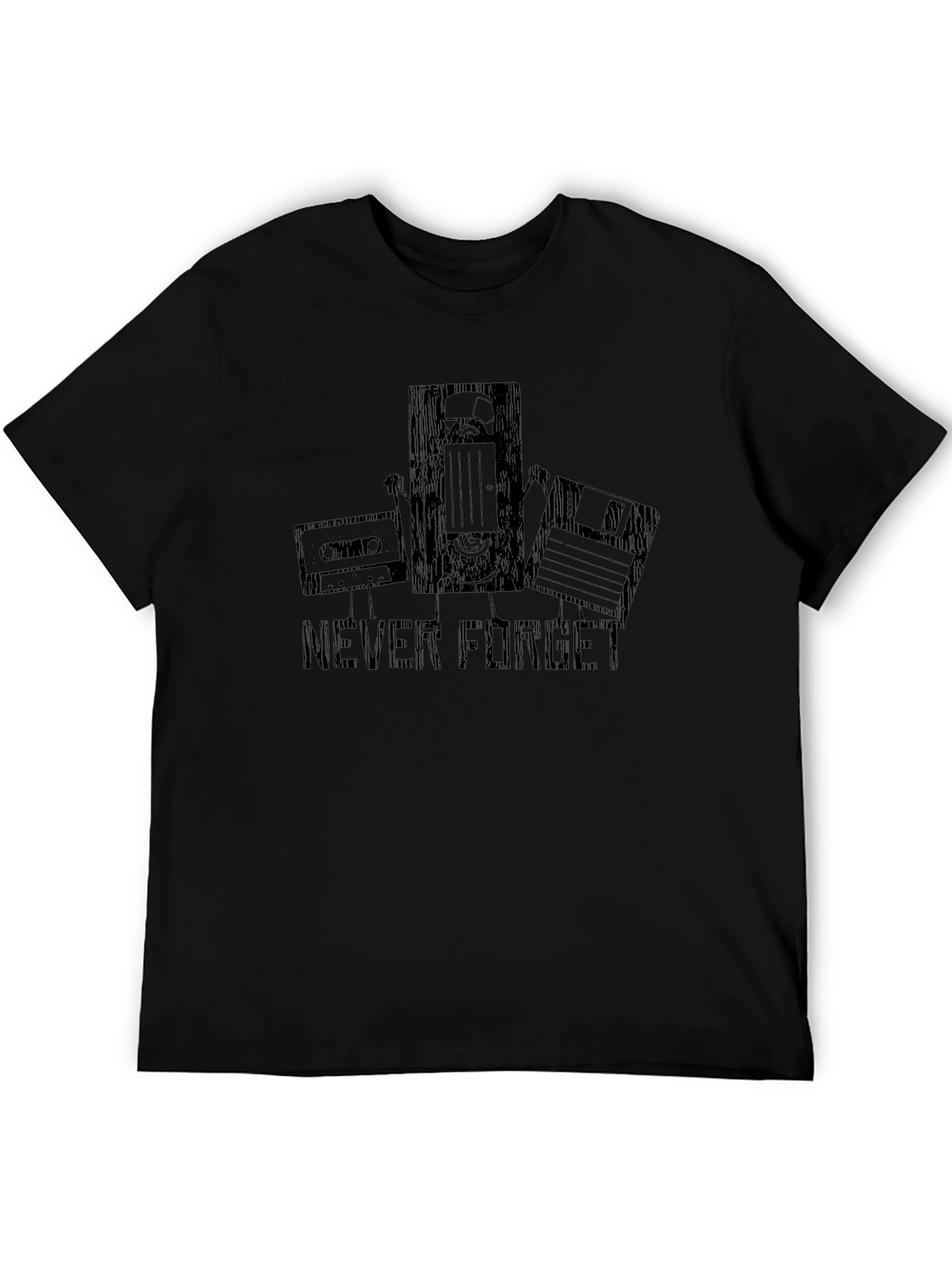 Retro Tech Black T-Shirt - Never Forget