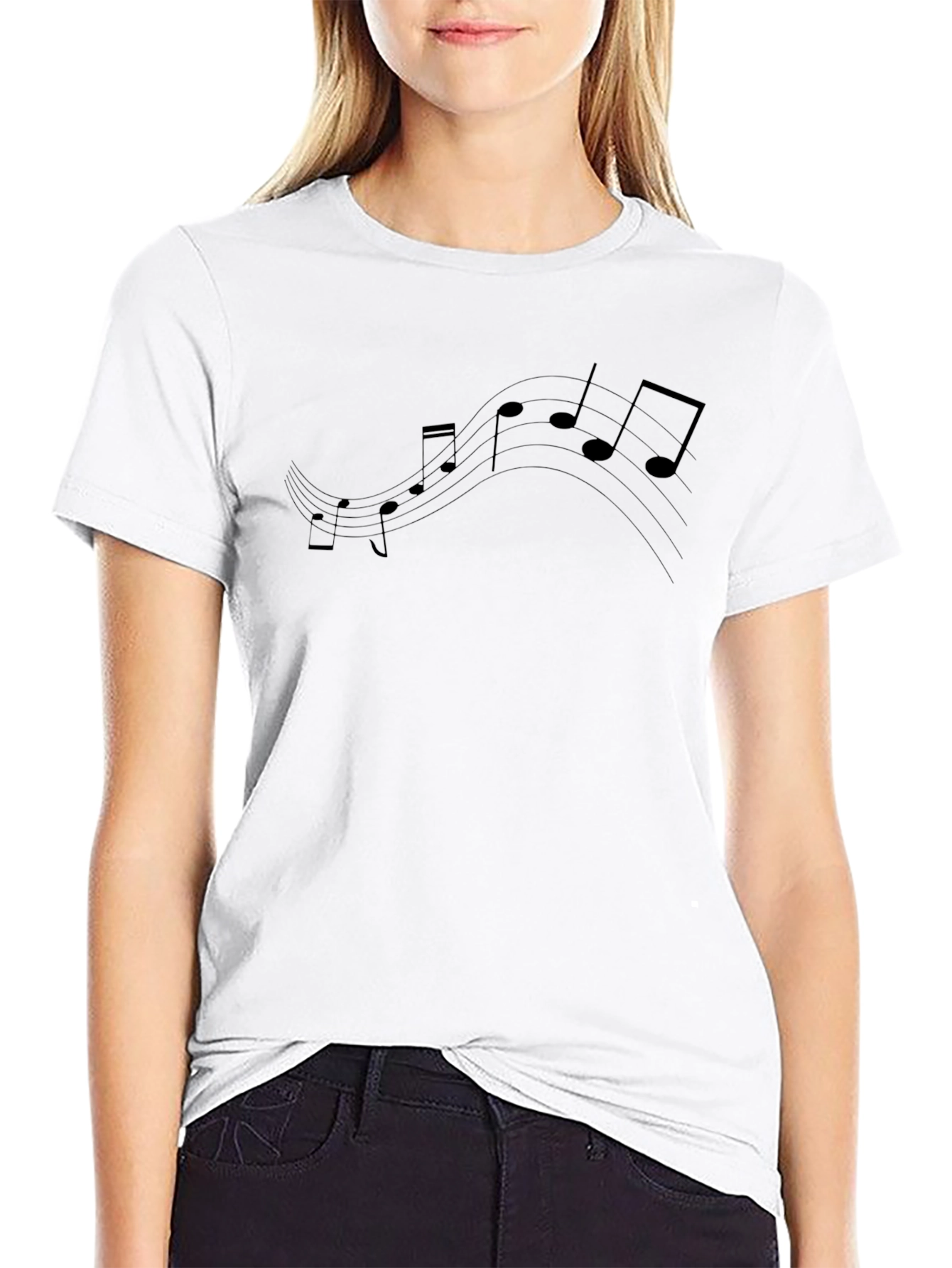 Musical Notes Graphic Tee - Black
