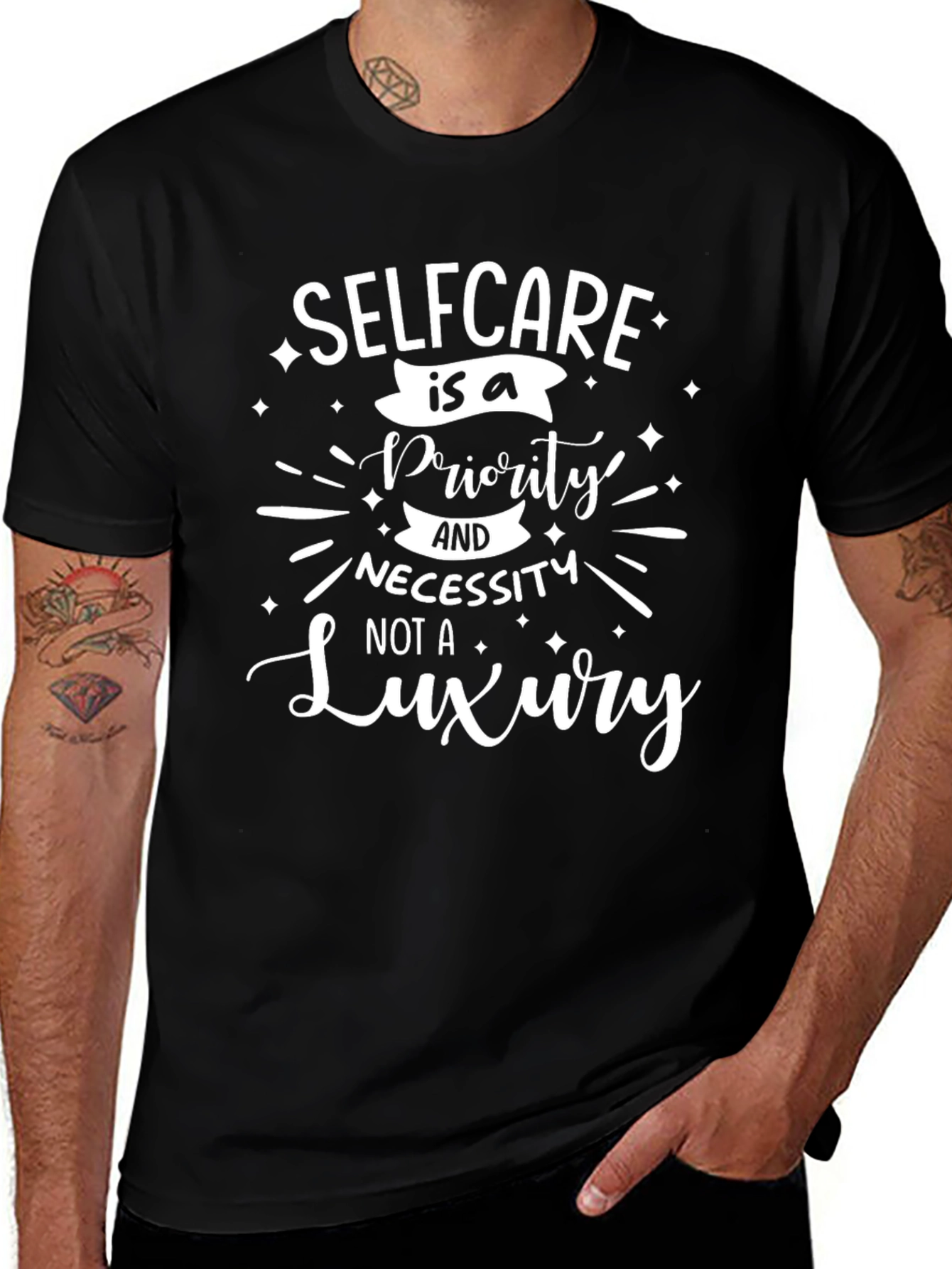 Selfcare is a Priority Black Graphic Tee