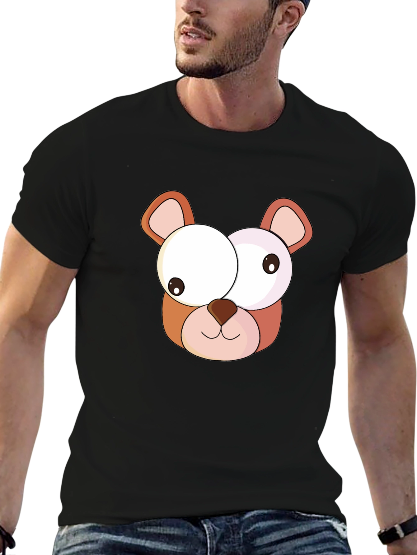 Funny Bear Graphic Tee - Casual Black T-Shirt